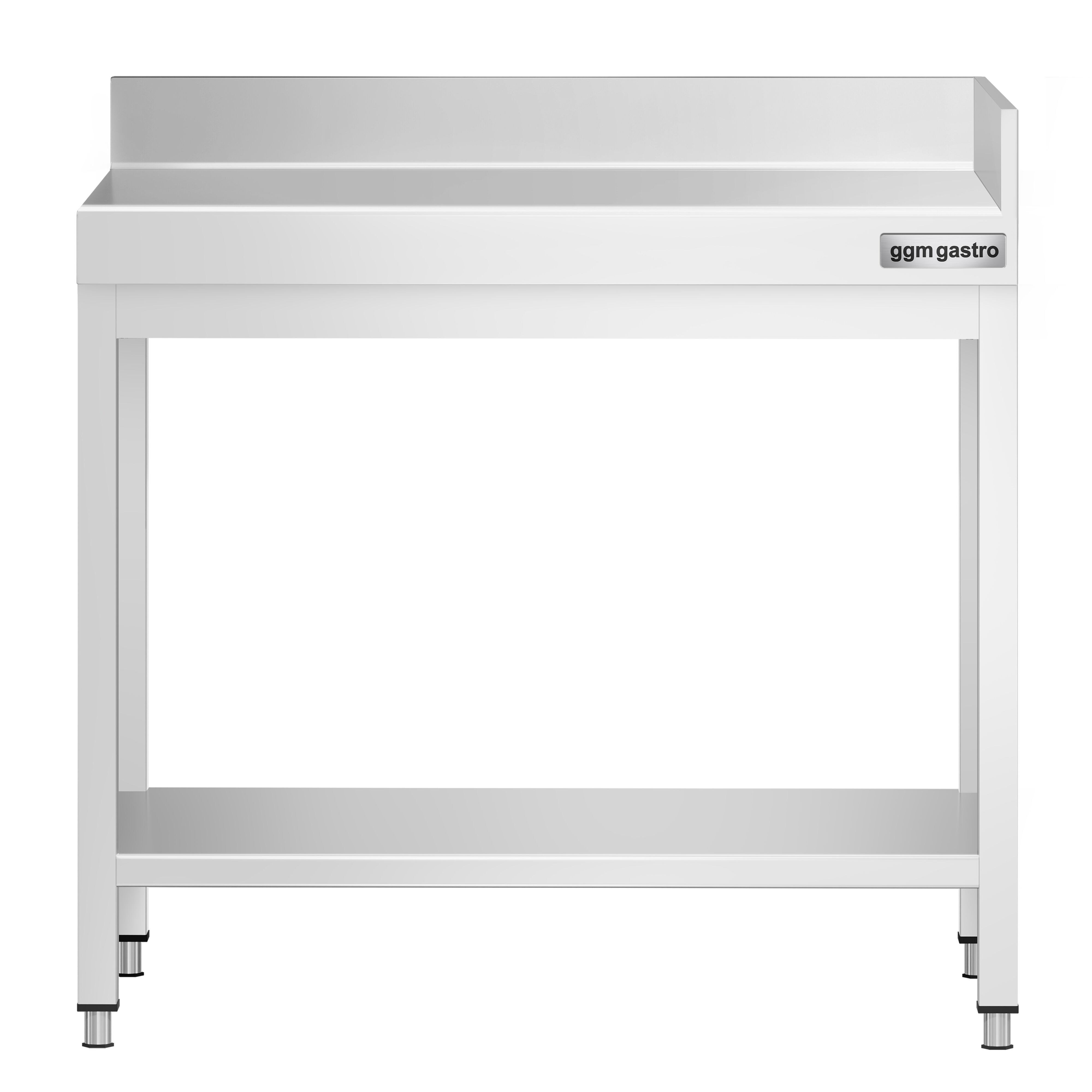 Table de travail inox PREMIUM - 700 x 700 mm - avec tablette inférieure & Dosseret arrière + droit