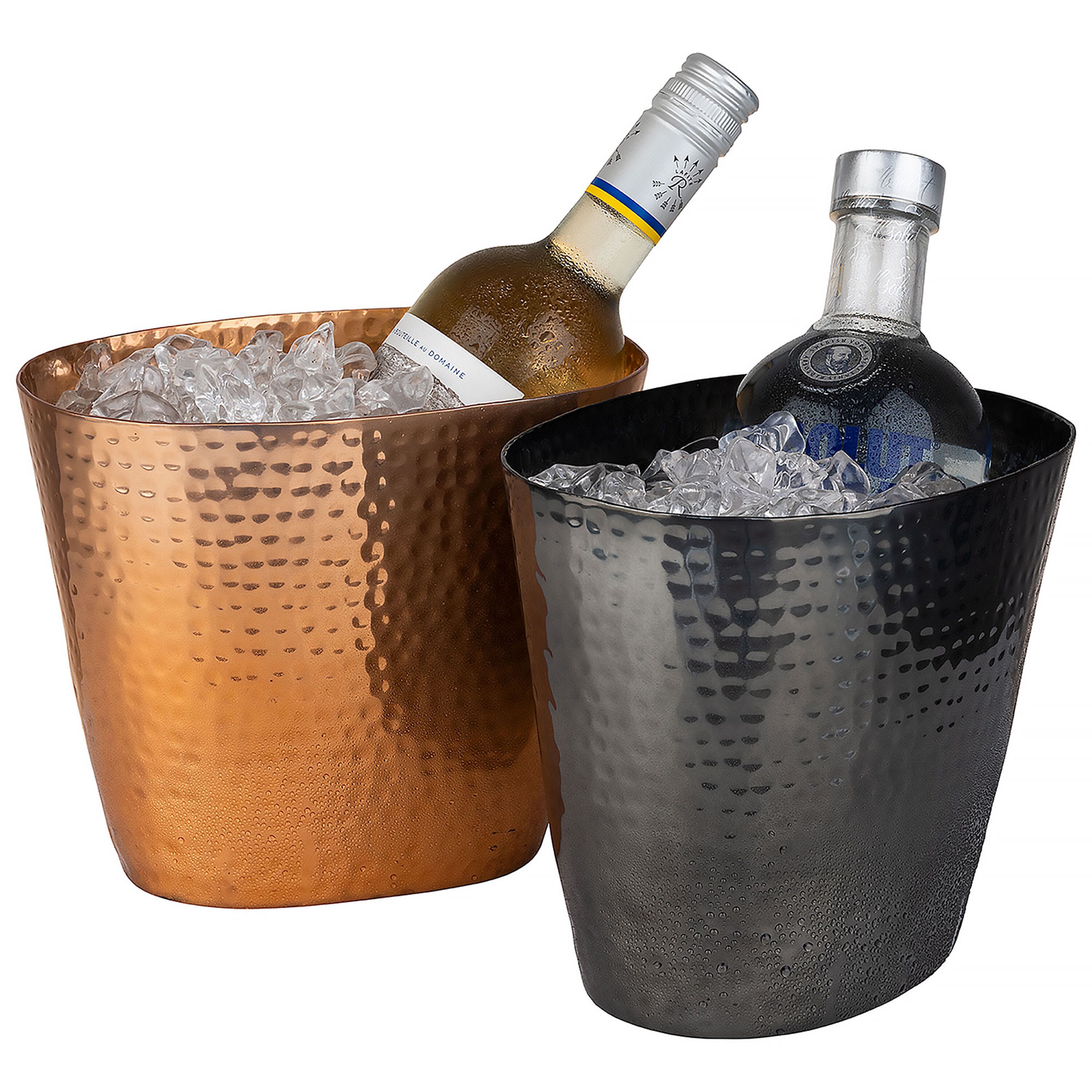 Seau à champagne - Aluminium - 3.9 litres - Ø255mm - Hauteur:200mm - Cuivre - avec poignées