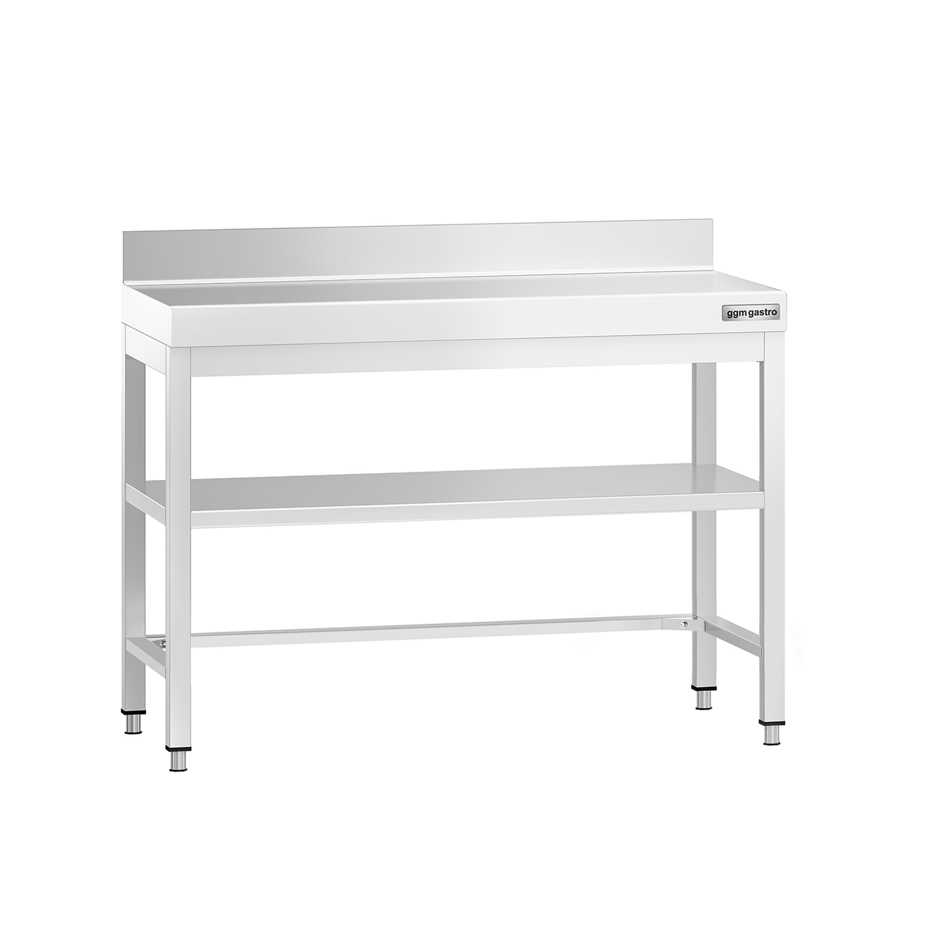 Table de travail inox PREMIUM - 1000 x 600 mm - avec tablette inférieure, Dosseret & Renforts