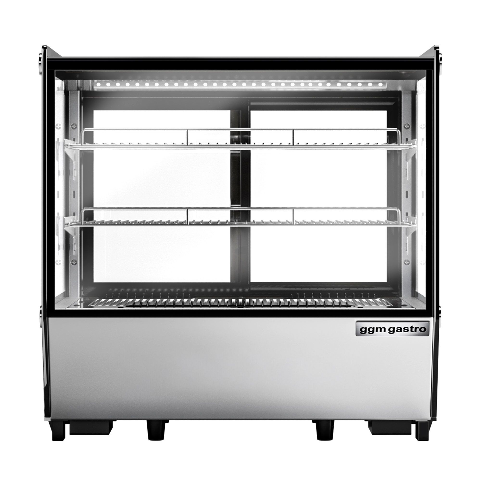 Vitrine réfrigérée de table - 120L - 702mm - Double vitrage - avec 2 étagères en verre - portes coulissantes vitrées arrière