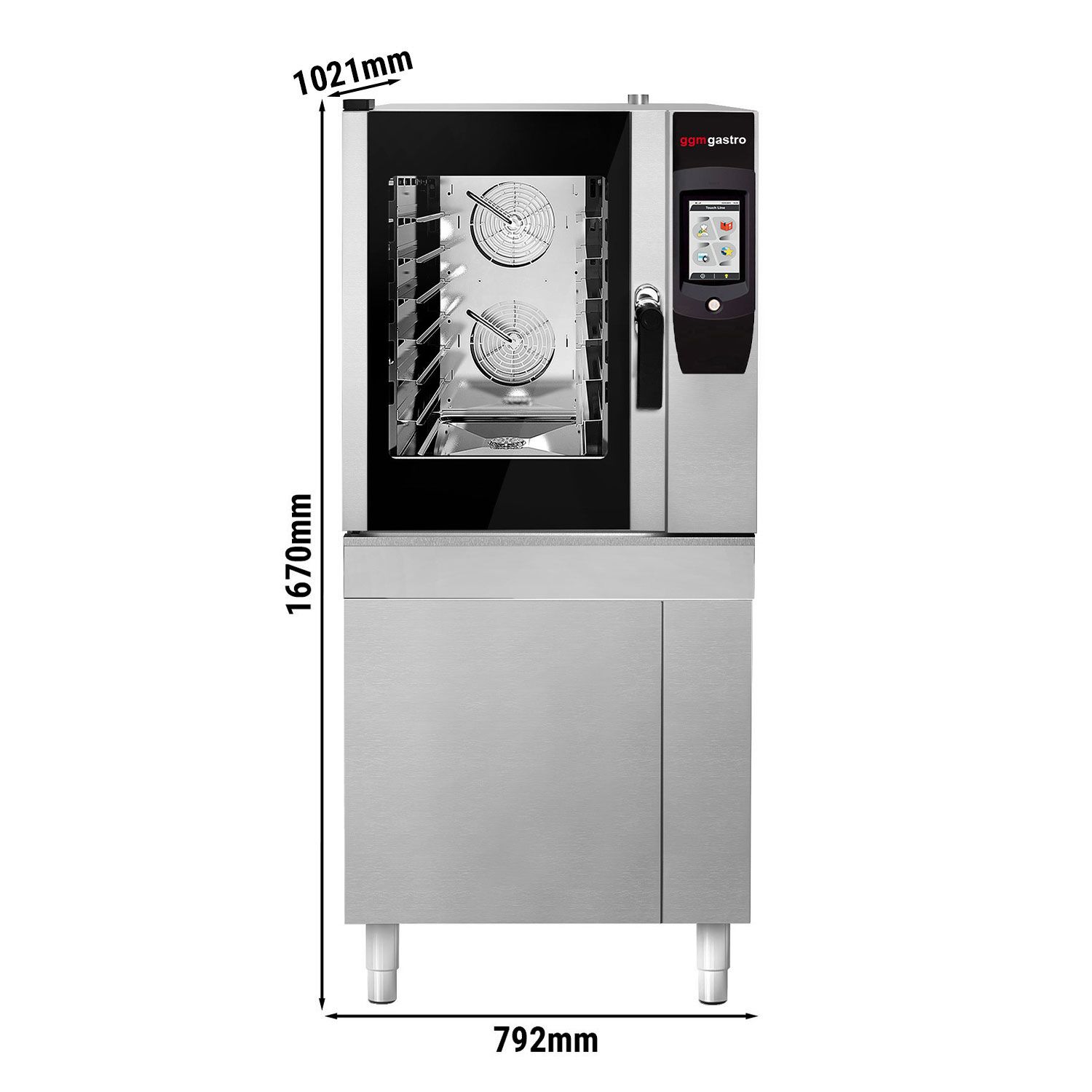 Kombiugn - Touch - 7'' pekskärm - 6x GN 1/1 - inkl. Automatiskt rengöringssystem, Unterschrank & Kärntemperaturnål