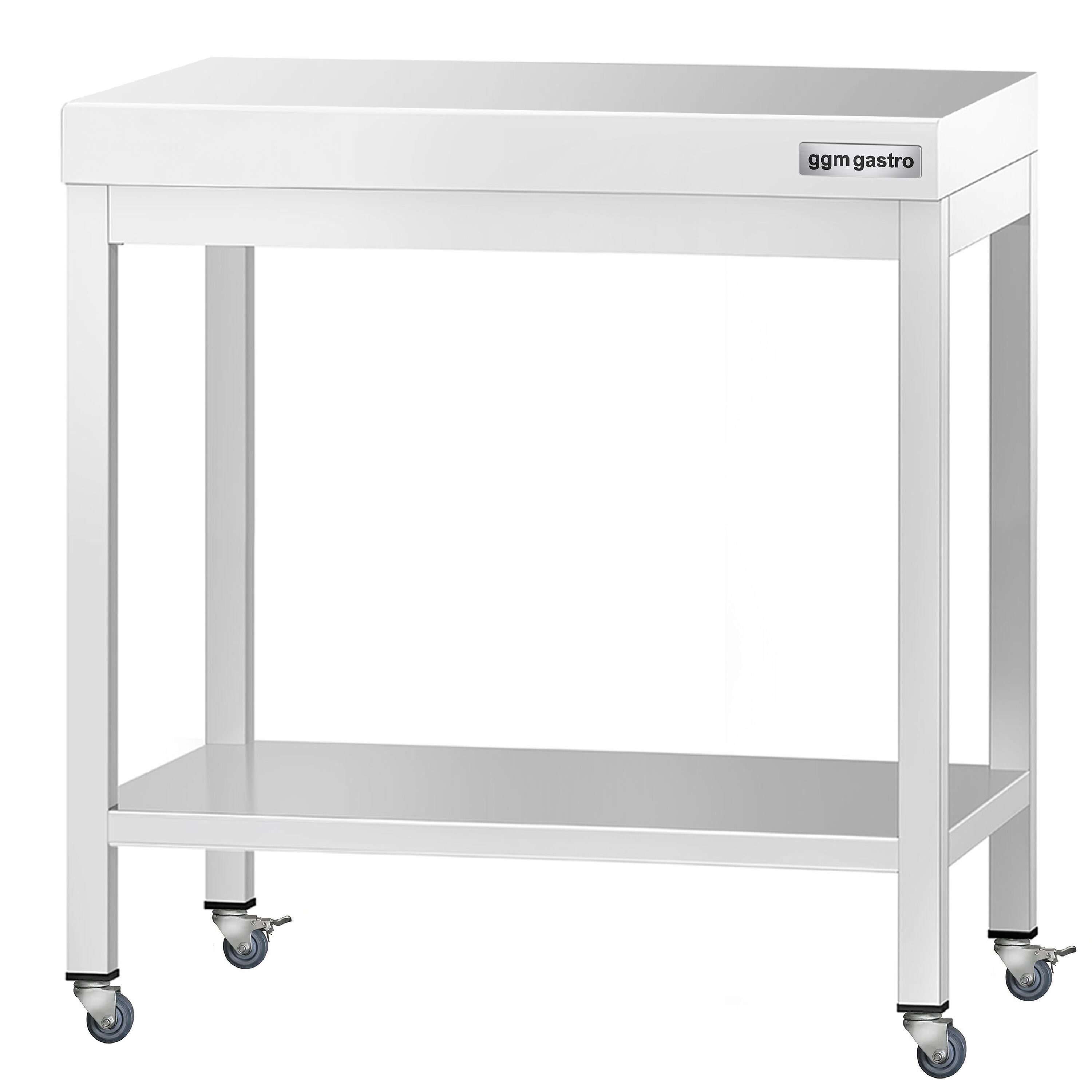 Table de travail en inox PREMIUM - 800 x 700 mm - avec tablette inférieure et roulettes