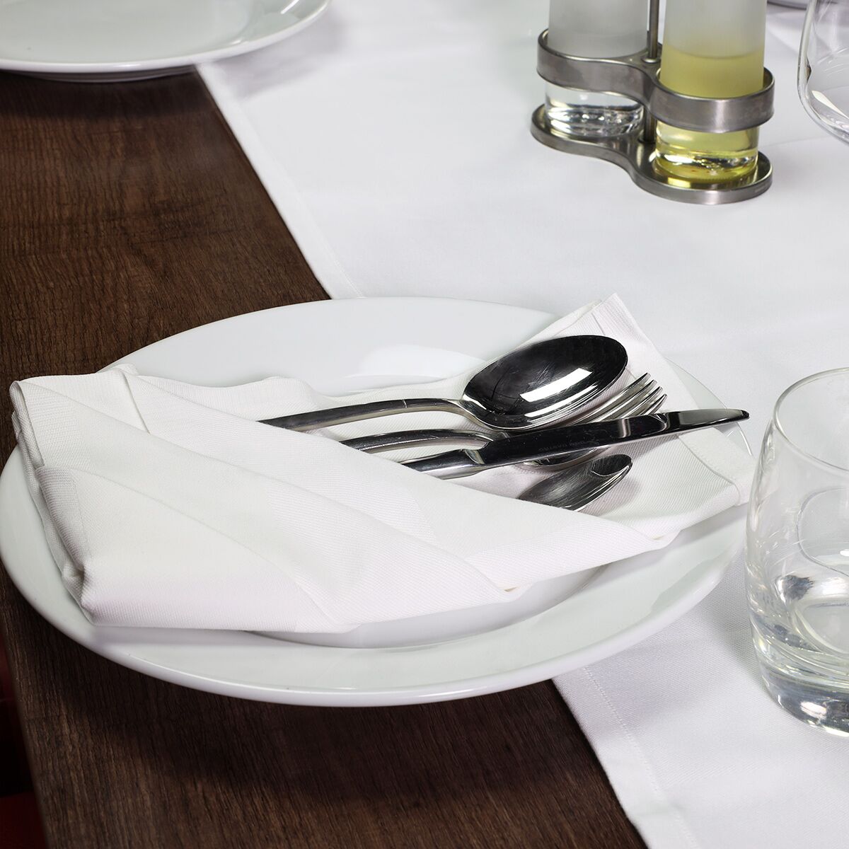 (250 pcs) Serviette de table damassée en coton Tessin Atlas - 50x50cm - Blanc