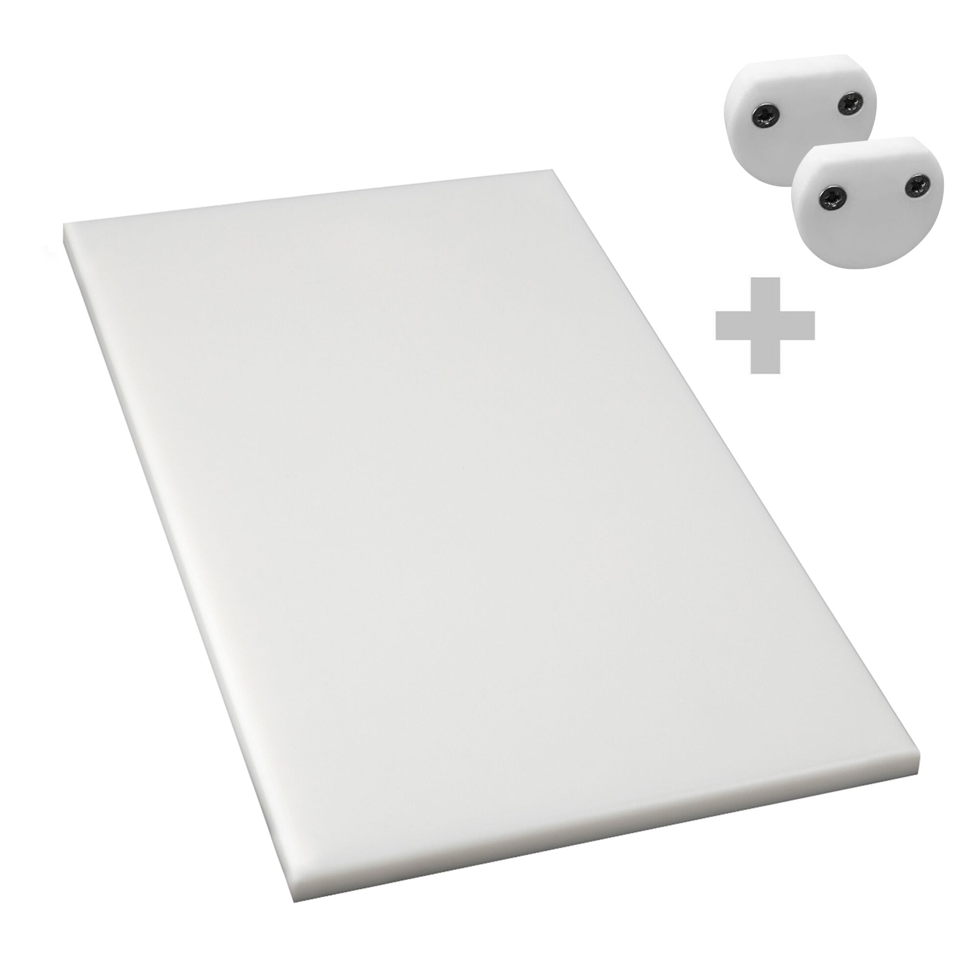 Planche à découper antidérapante avec butées – 300 × 500 mm – conforme HACCP – Blanc