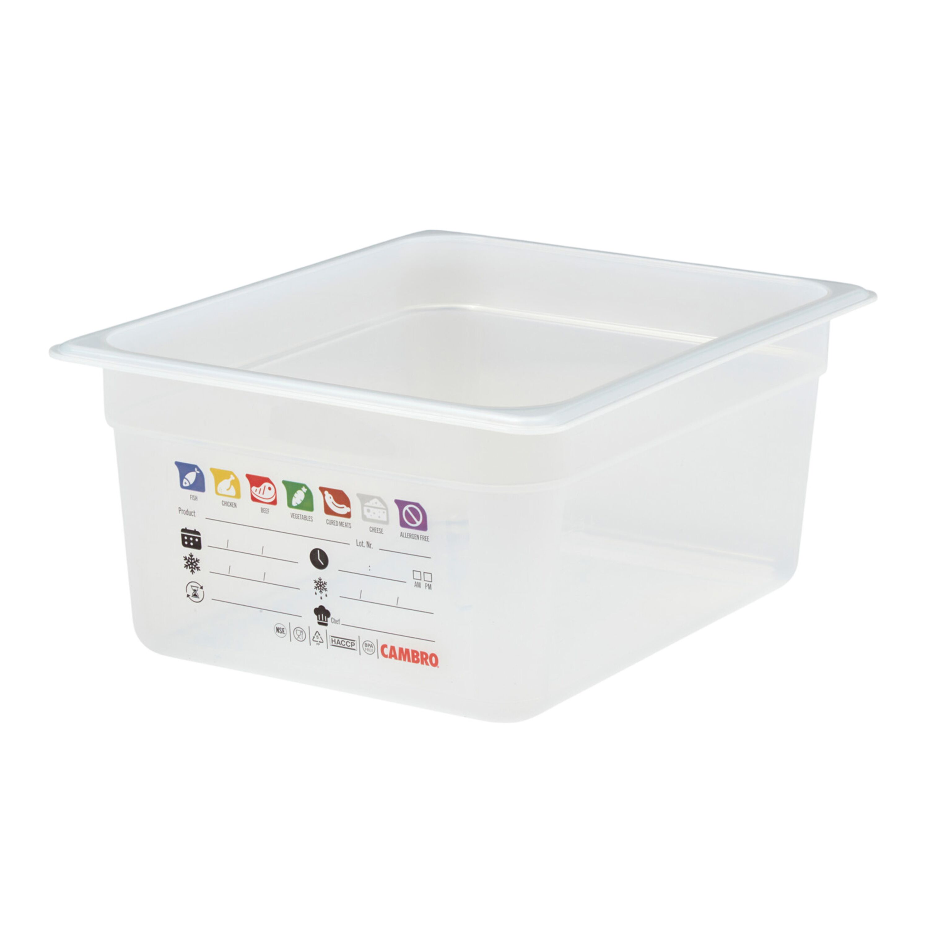 (6 pièces) CAMBRO | SafeTrak - Récipients en polypropylène GN 1/2 - laiteux - Hauteur : 150mm