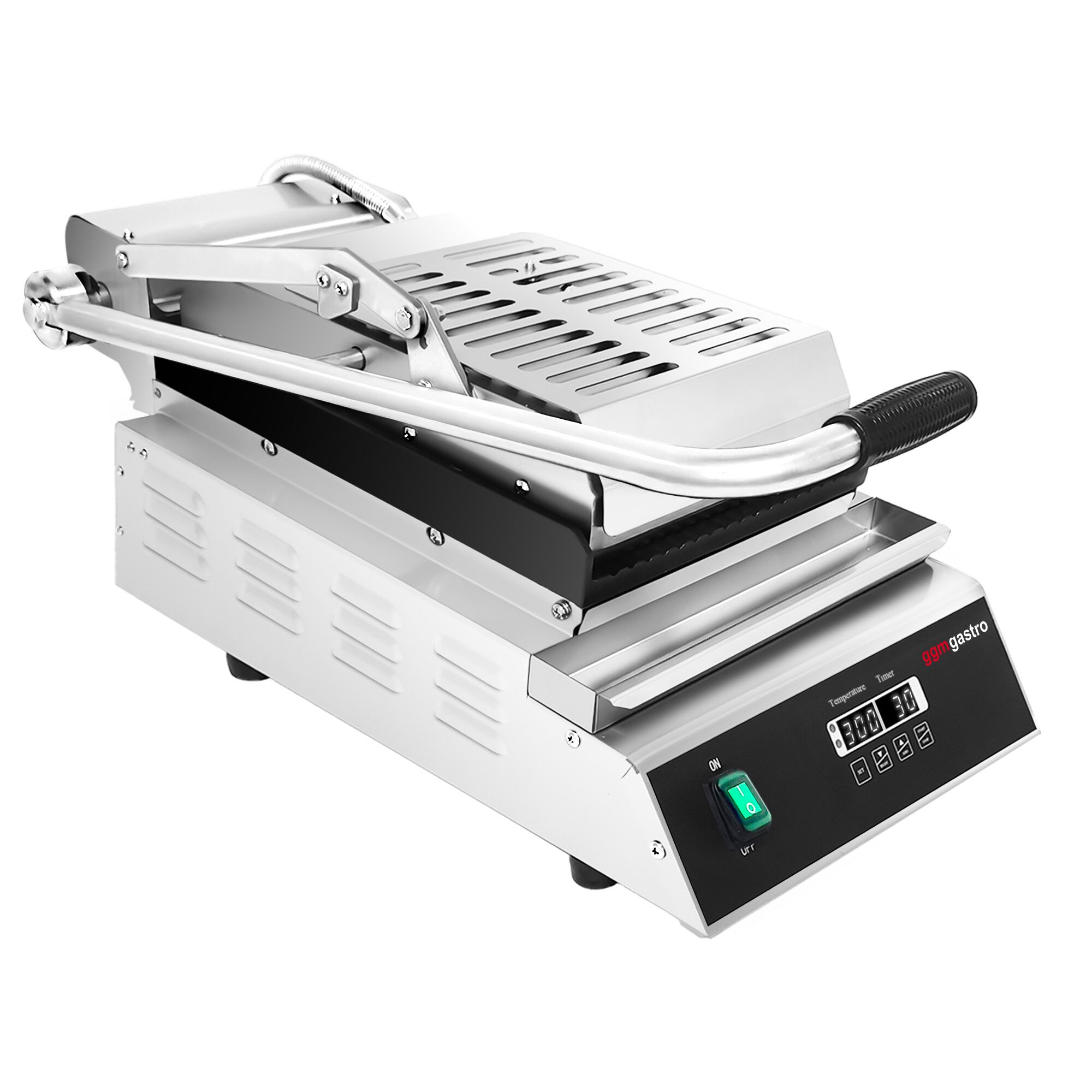 Presse à Panini / Gril de contact - 2,8kW - Automatique - Plaques rainurées - Surface de cuisson : 223x380mm