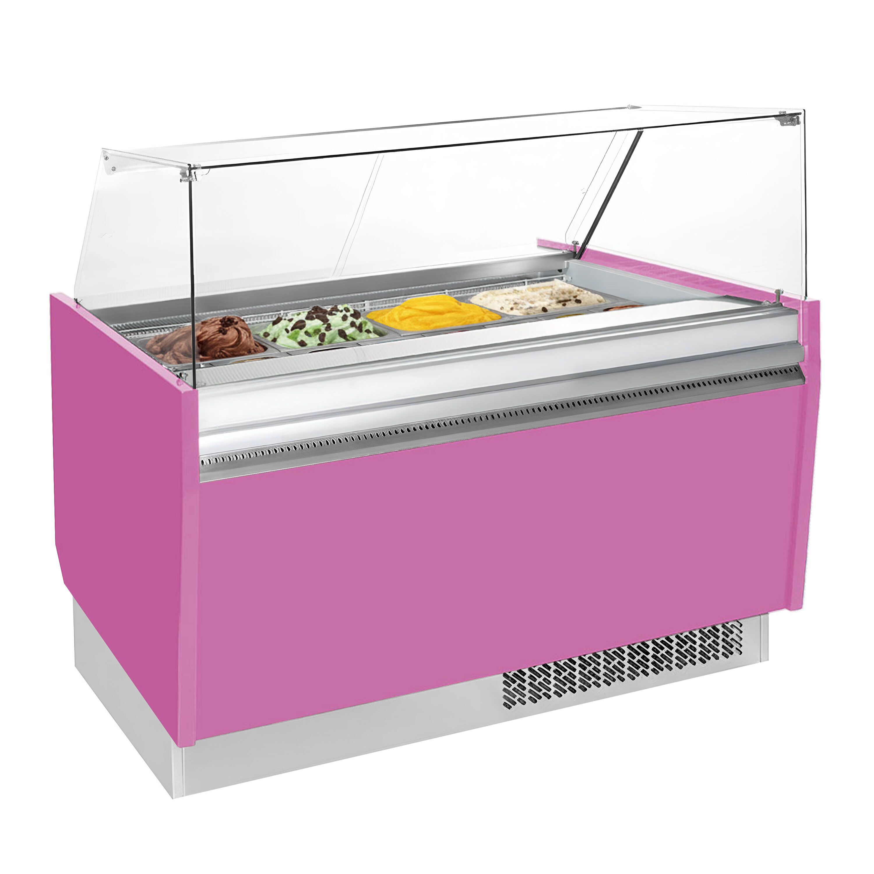 Vitrine à glace LIAM – 1560 mm – refroidissement statique – pour 13+13 bacs à glace de 5 litres – Rose