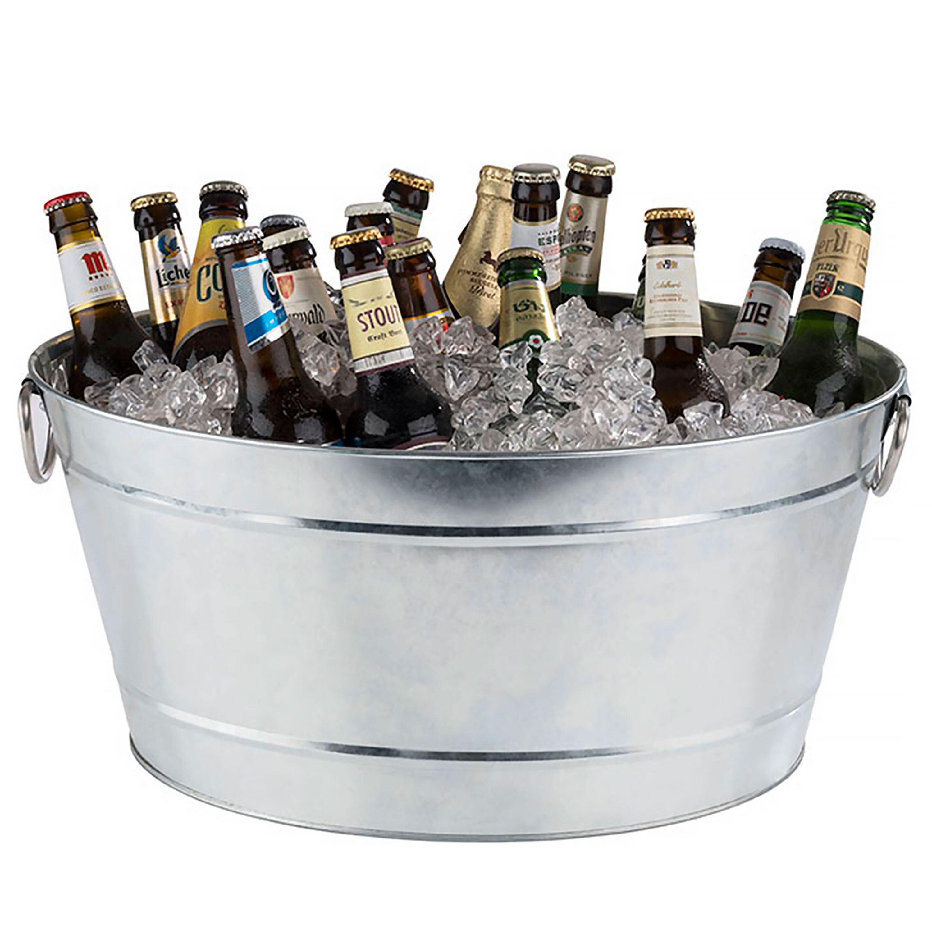 Vasque à bouteilles - TIN - Métal galvanisé - 18 litres - extérieur Ø500mm - Hauteur:230mm - avec bac intérieur plastique
