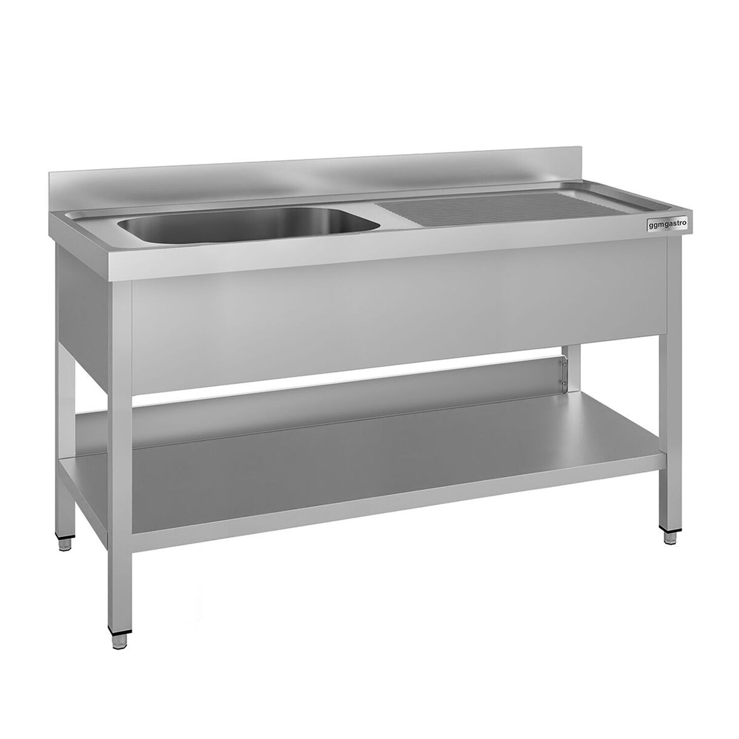 Plonge en inox ECO - 1400x600mm - avec étagère basse - 1 bac à gauche