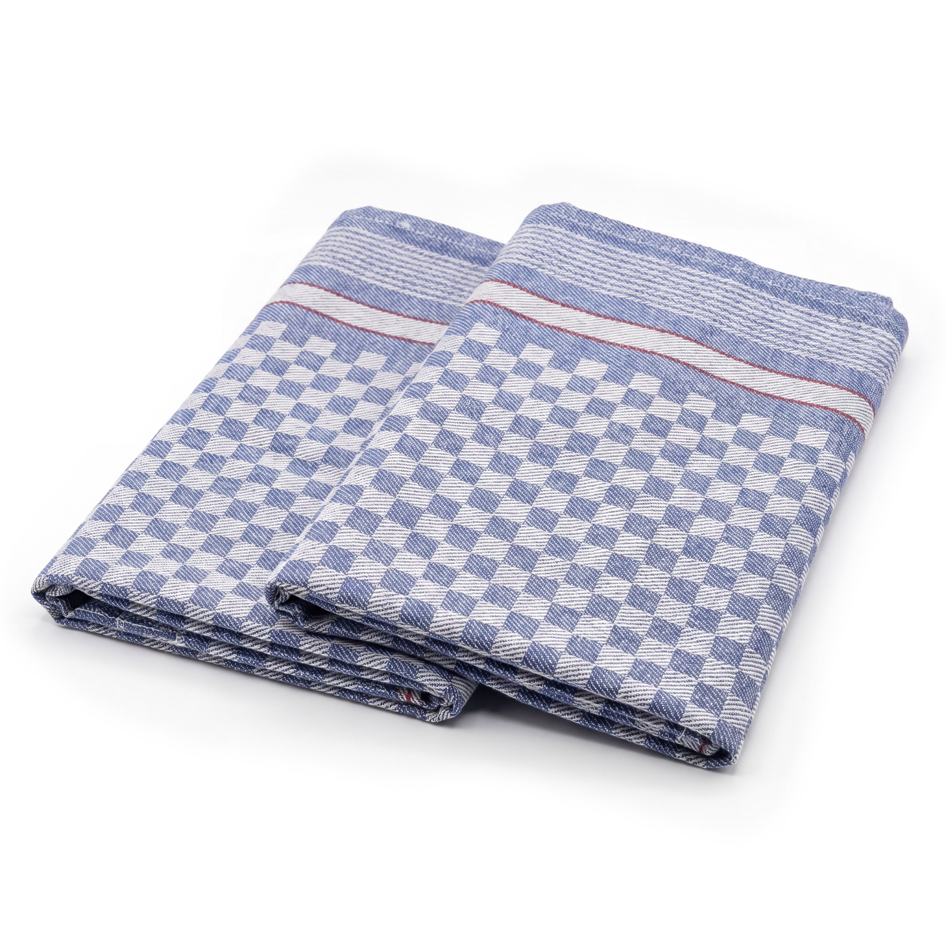 (200 pcs) Serviettes de table bistro (rayées) en Coton - 50x100cm - Bleu à carreaux