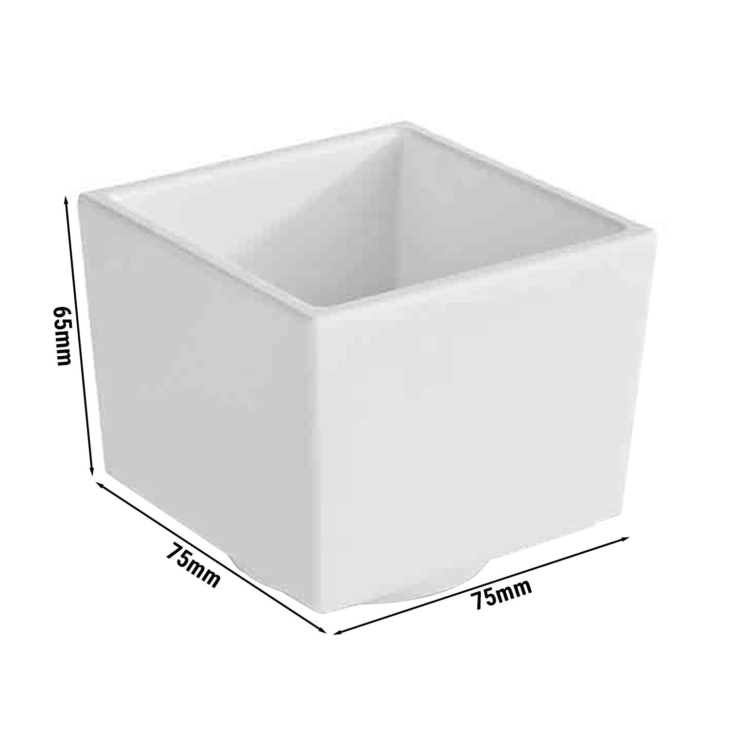 (6 pcs) Coupe - ASIA PLUS - Mélamine - 160ml - carré - lot de 6 - 75x75mm - Profondeur : 65mm - Blanc