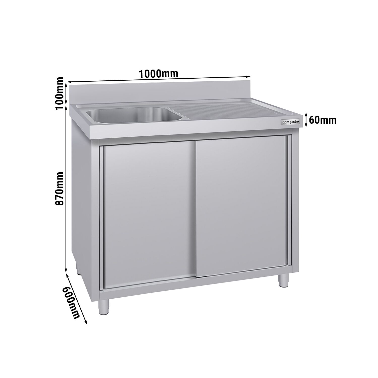 Meuble évier ECO - 1000 x 600 mm - avec 1 bac à gauche