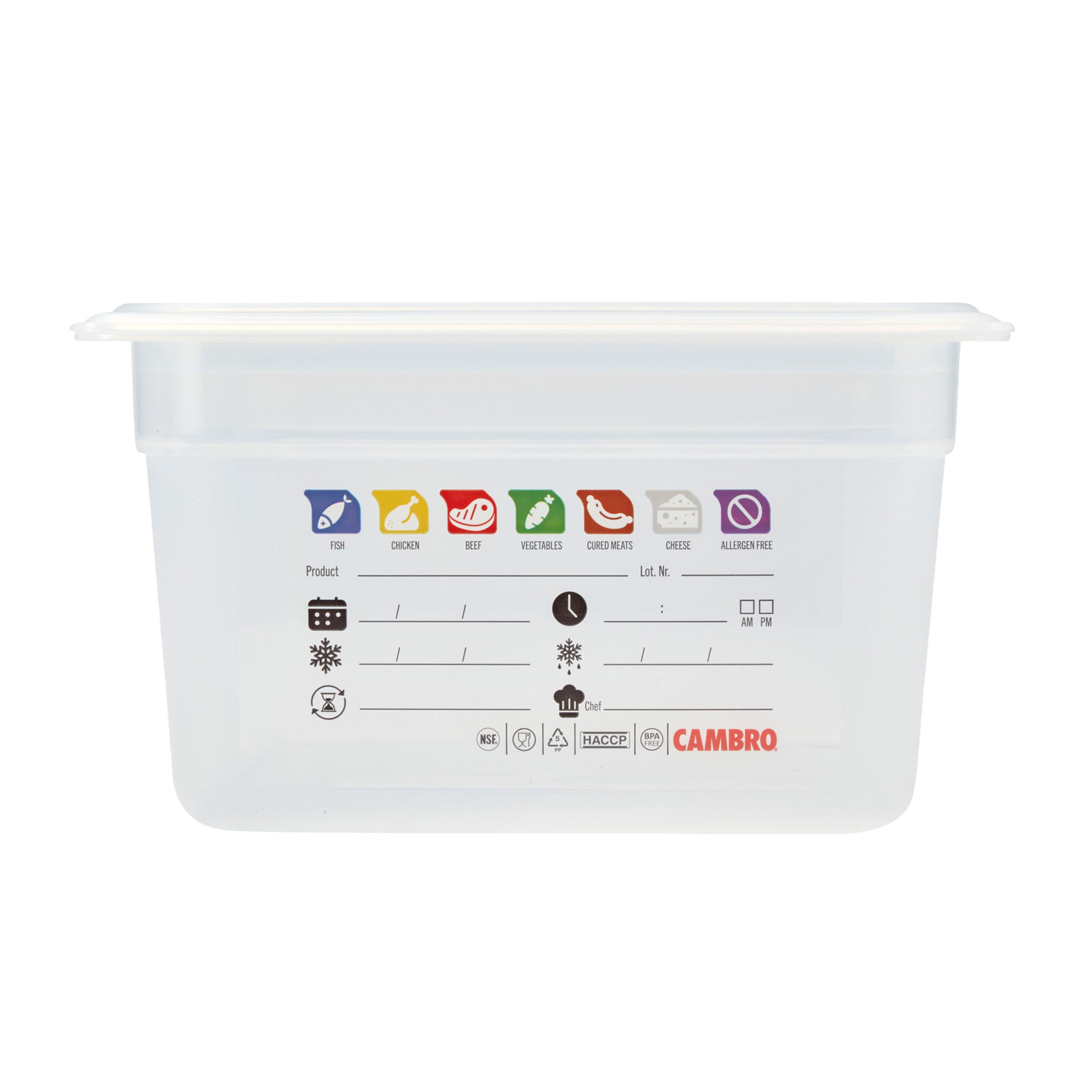 (6 pièces) CAMBRO | SafeTrak - Récipients en polypropylène GN 1/2 - laiteux - Hauteur : 150mm