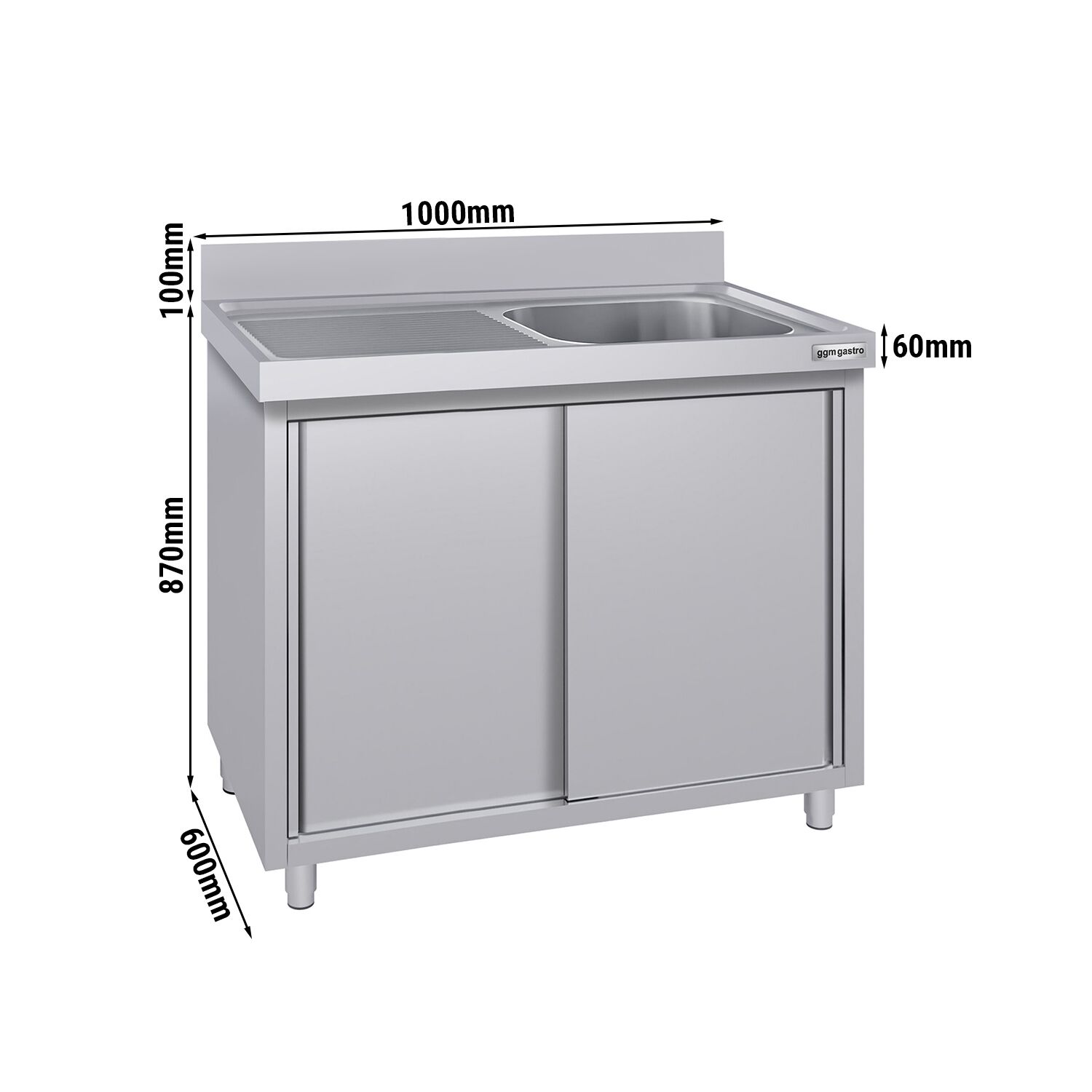 Meuble évier ECO - 1000 x 600 mm - avec 1 bac à droite