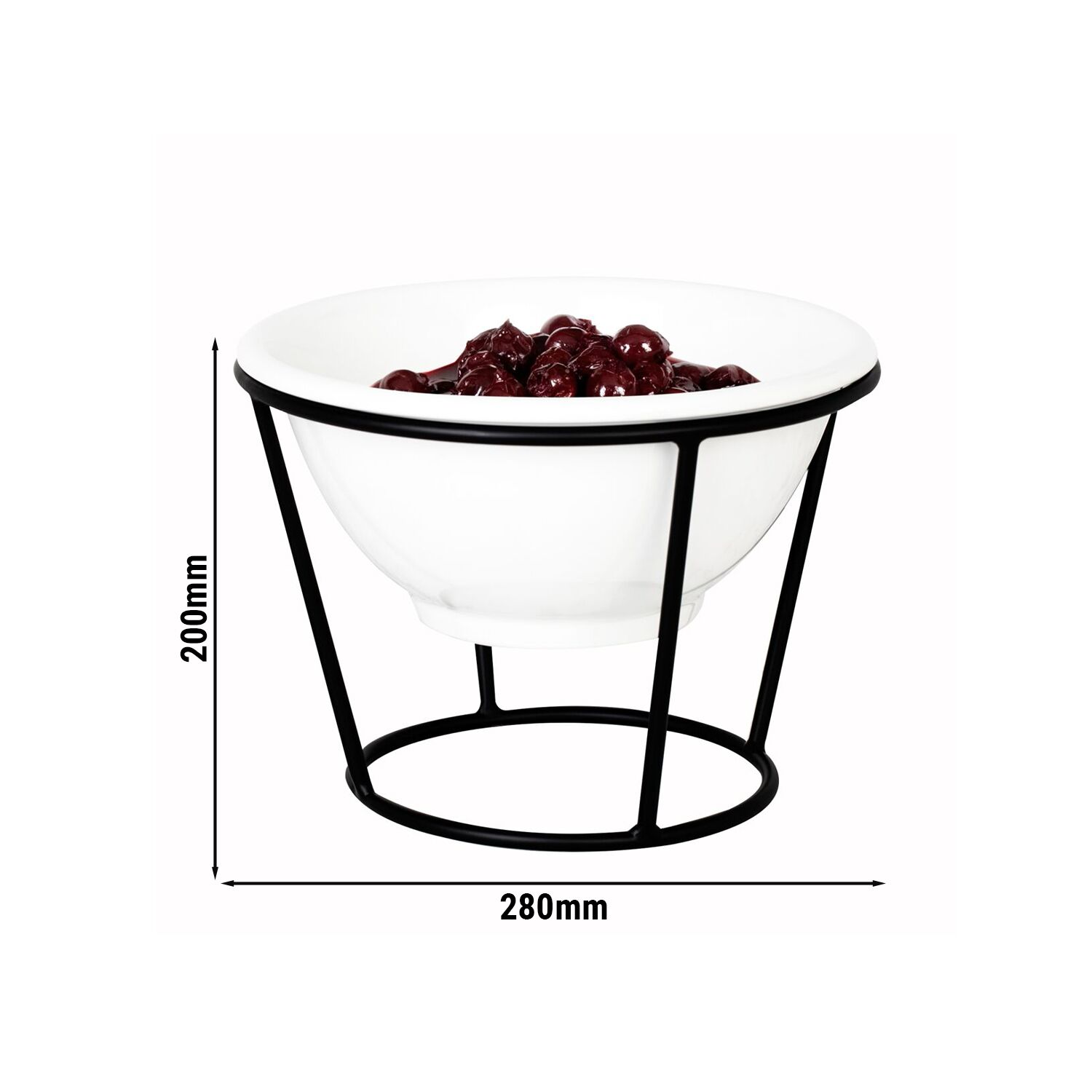 Présentoir buffet / étagère - noir - incl. 1 bol en mélamine - rond