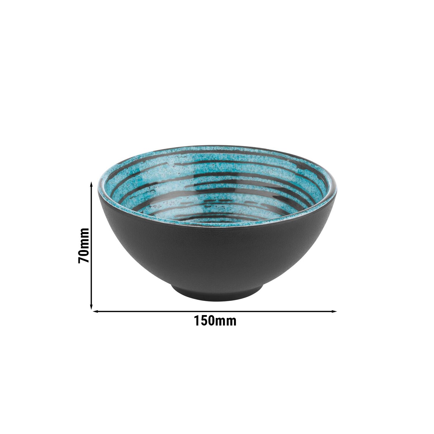 (6 pcs) Coupe - CANCUN - Mélamine - 0,5L - carré - 150x150mm - Profondeur : 70mm - Bleu/Bronze