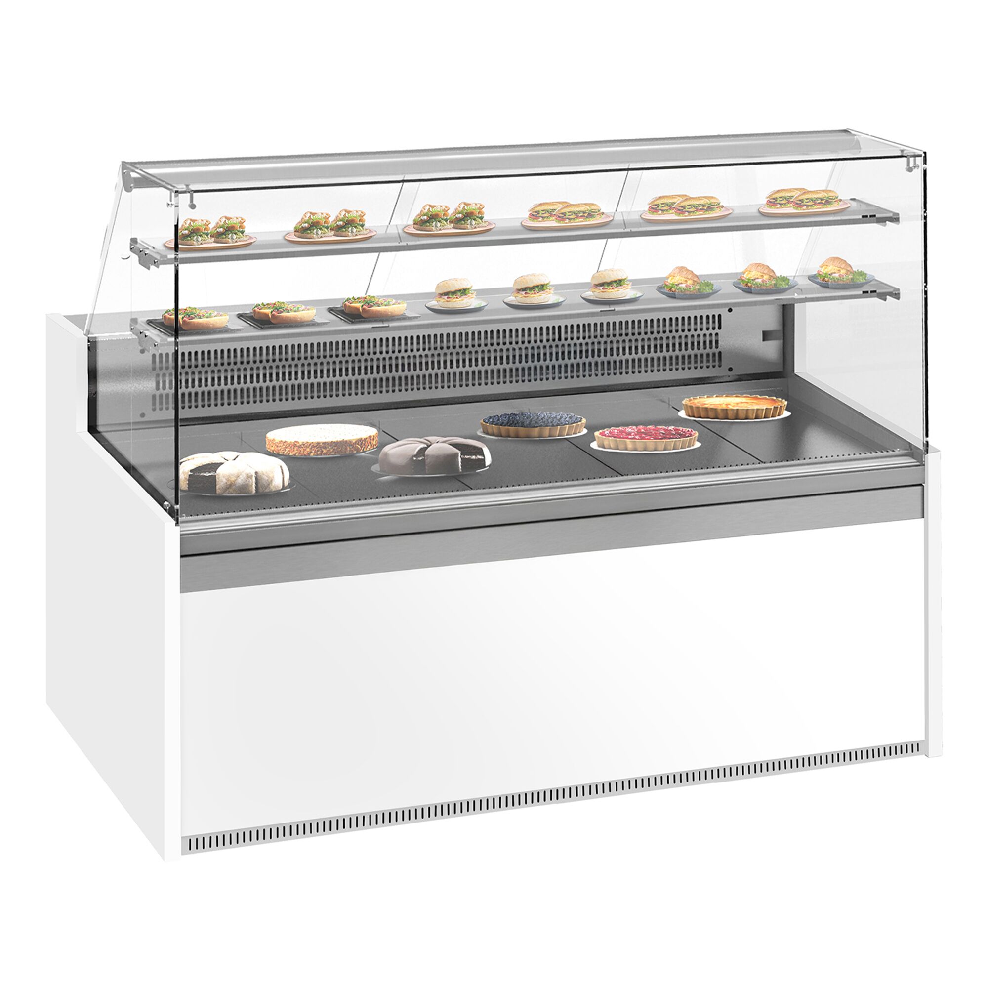 Comptoir vitrine réfrigérée - 1935x985mm - +4/+8°C - 3 portes - 2 étagères - Éclairage LED