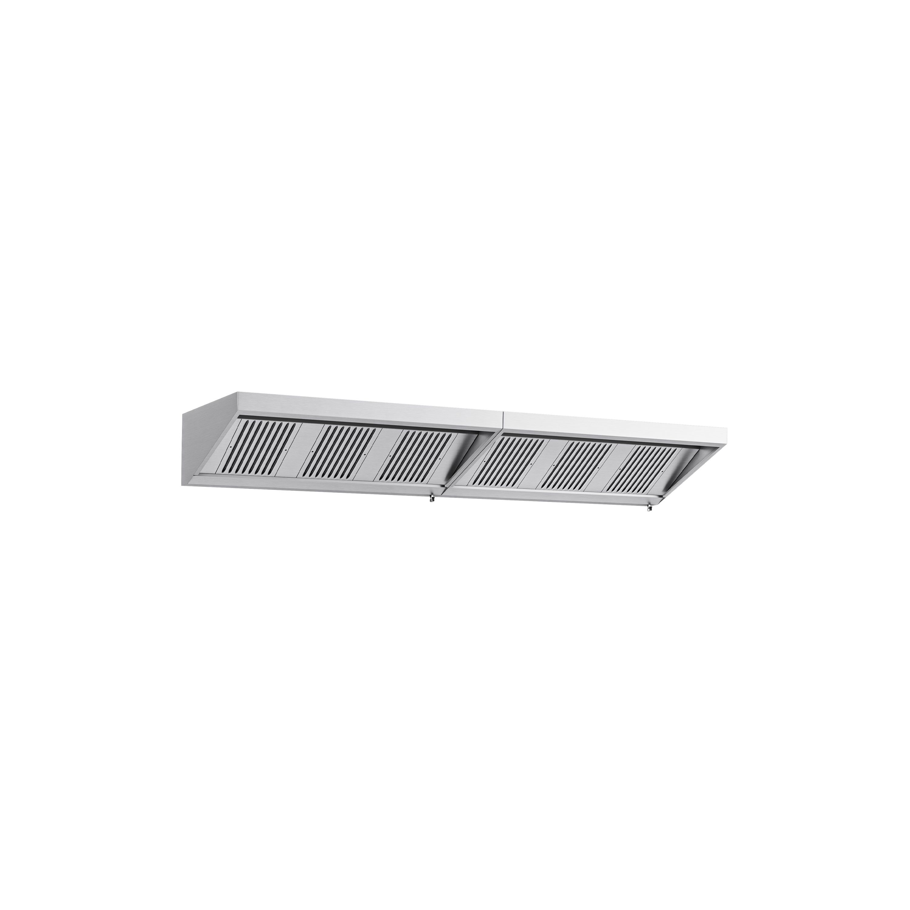 Commercial Wall-Mounted Extraction Canopy - 3600mm - with Baffle Filters & LED Lighting