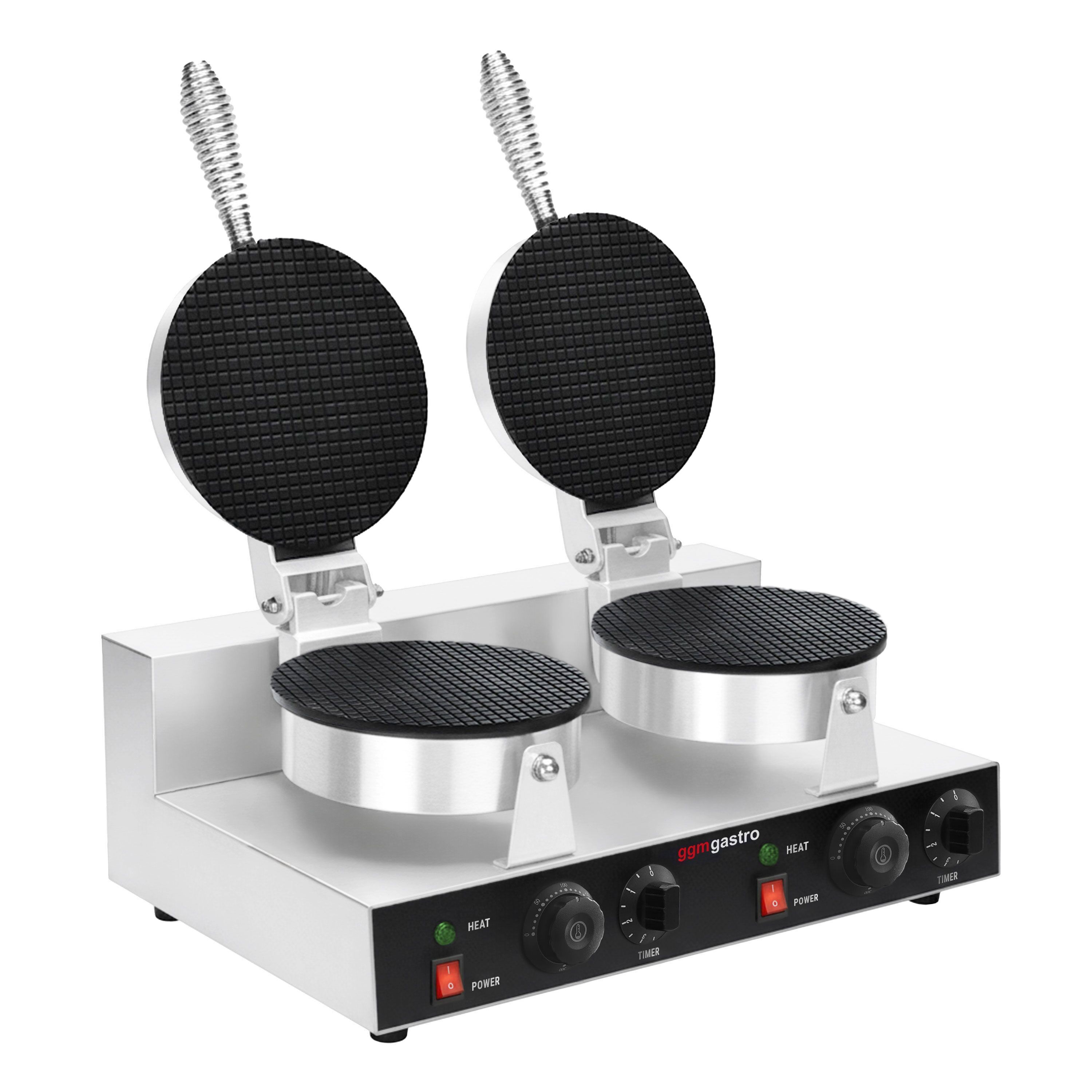 Gaufrier – double – manuel – 2,6 kW – pour cornets de glace – Ø 190 mm