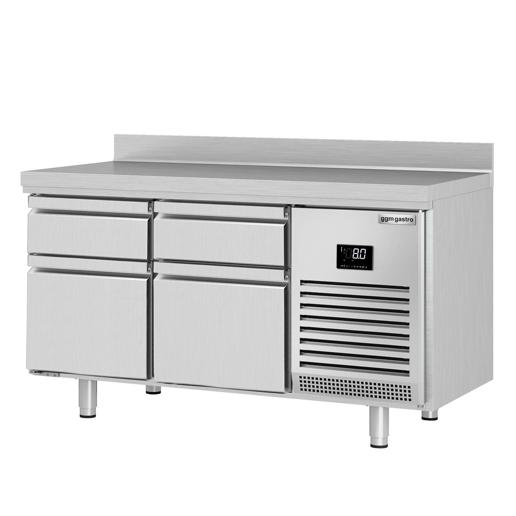 Table réfrigérée Premium PLUS - 1468 x 700 mm - 4 tiroirs - dosseret