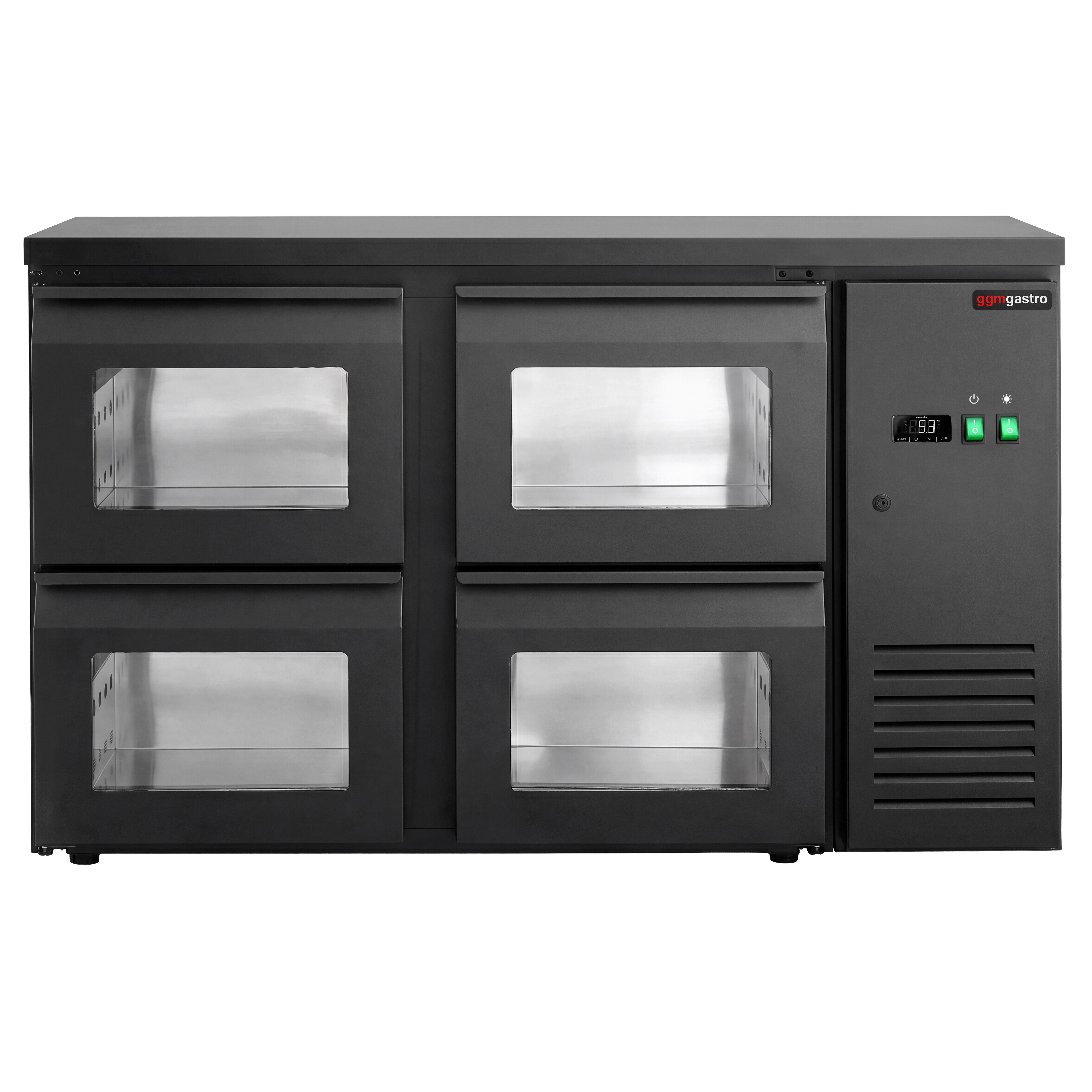 Commercial Back Bar Cooler ECO – 1460 mm – with 4 Glass Drawers – with RGB LED Lighting