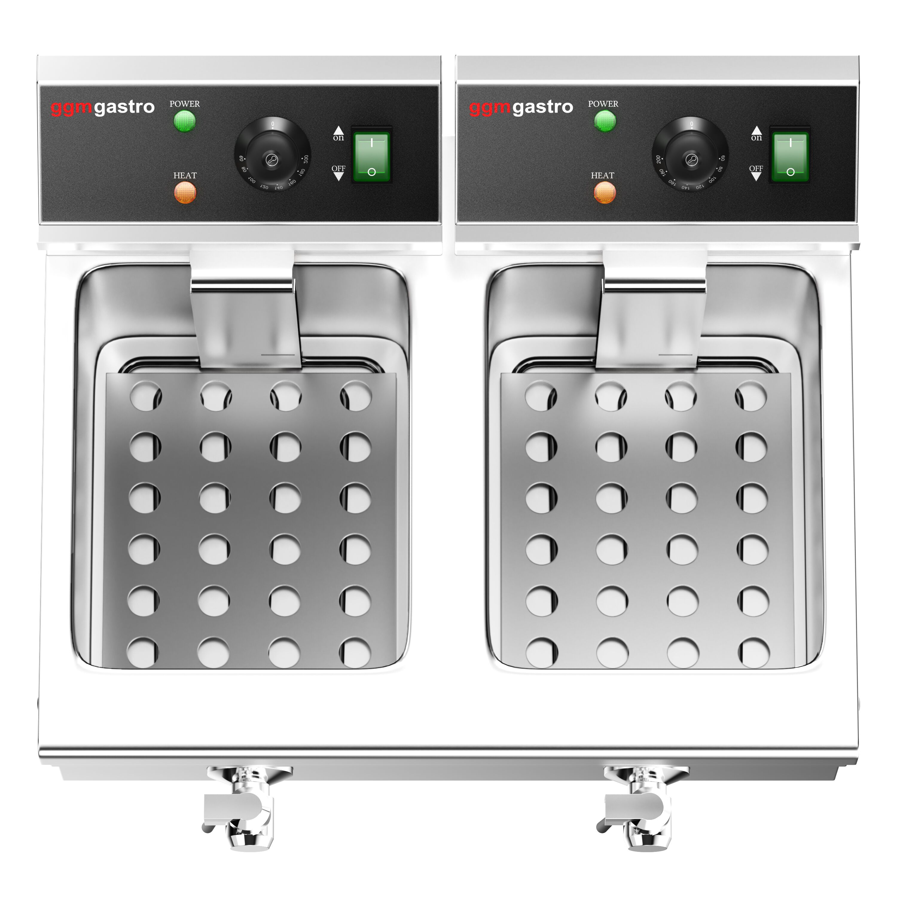 Friteuse électrique double – 8+8 litres – 6,5 kW – avec robinet de vidange