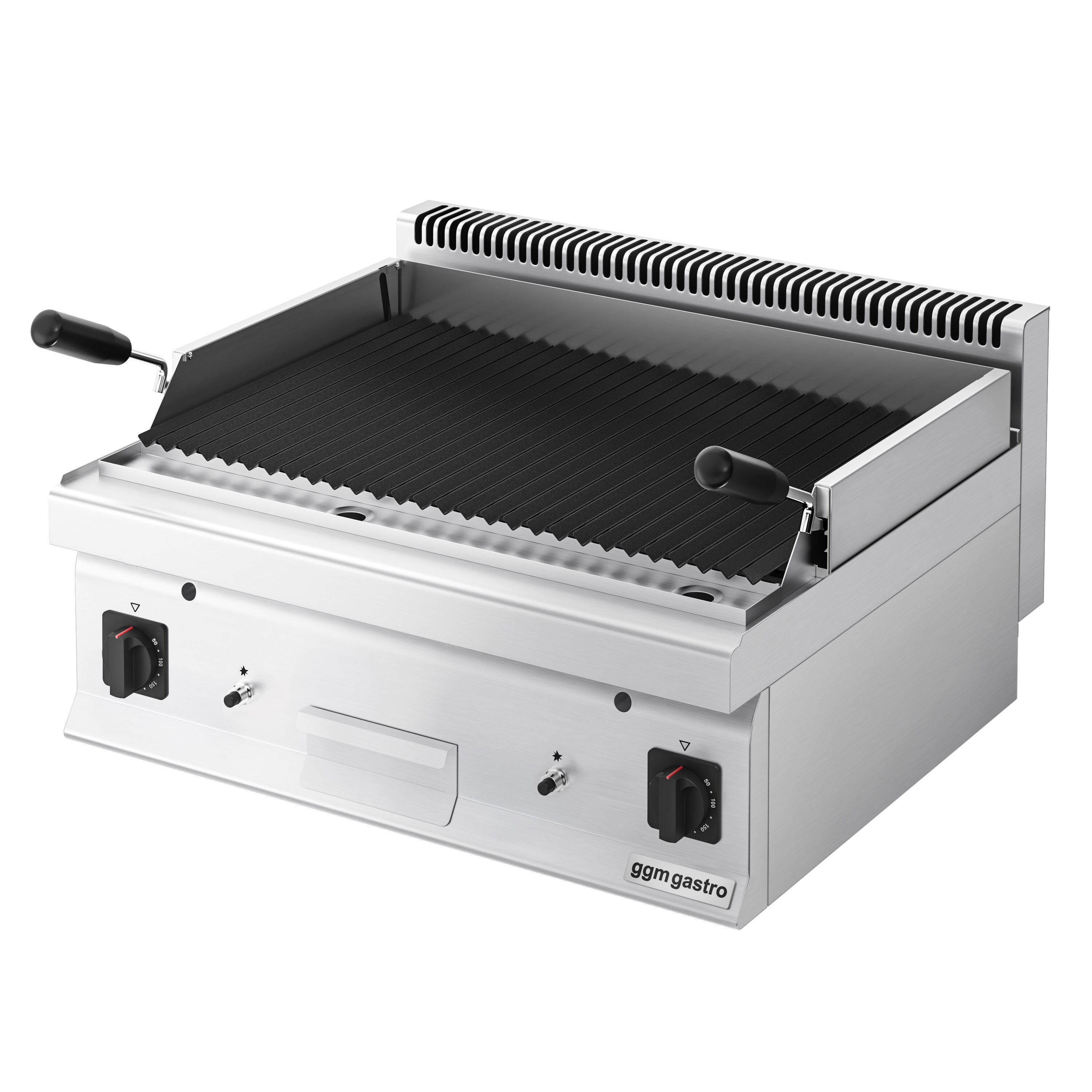 Laavakivigrilli (kaasu) - 10,6 kW - grilliritilä säädettävä - pöytämalli - MARIO 600 - 0,60 x 0,60 m