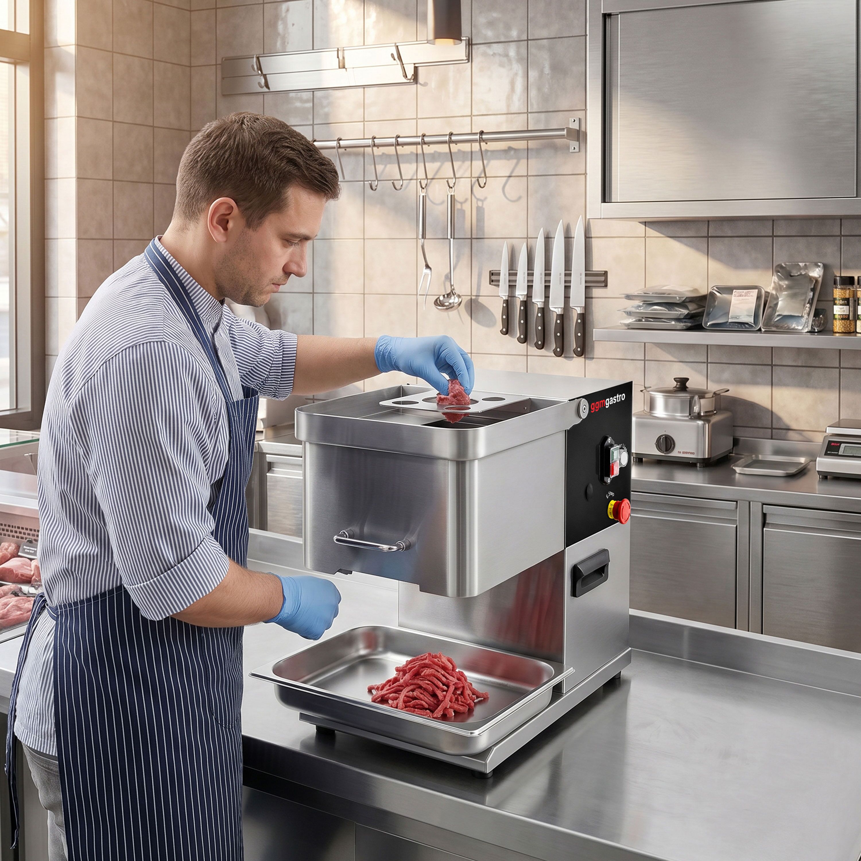Commercial Meat Slicer – 250 kg/h – 3 mm Slice Thickness – Stainless Steel