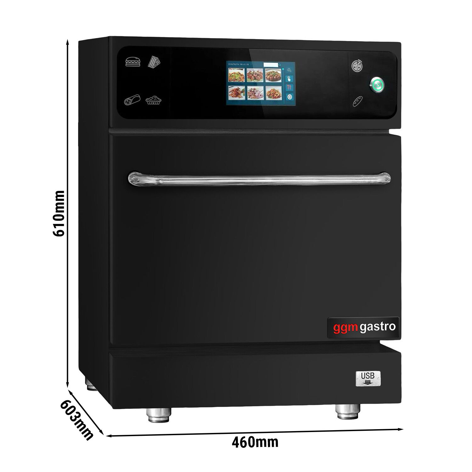 Four à cuisson accélérée - 3,5 kW - noir - incl. plaque à pizza, panier, plaque antiadhésive | cuisson 80 % plus rapide