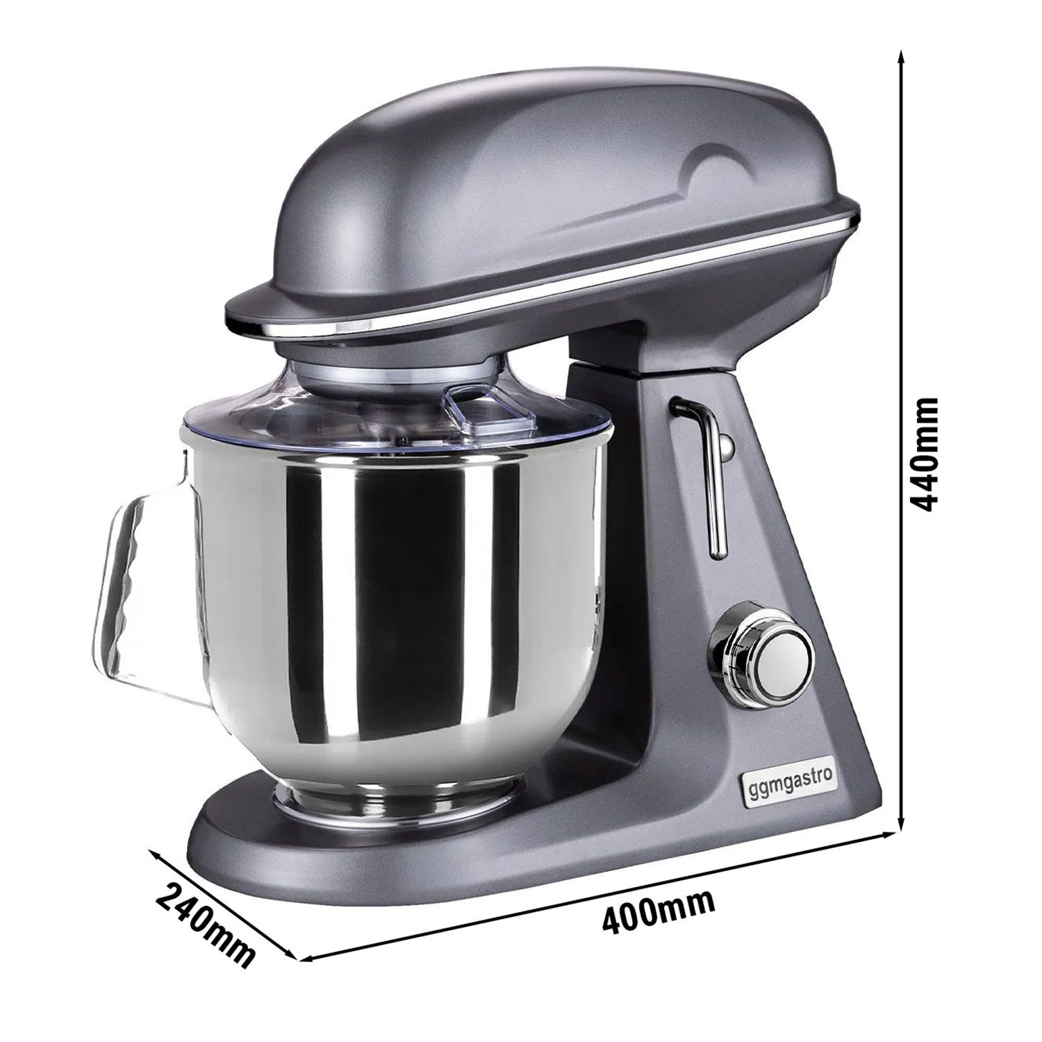 Countertop Commercial Planetary Mixer - 7L - 350W - incl. 3 attachments - Grey