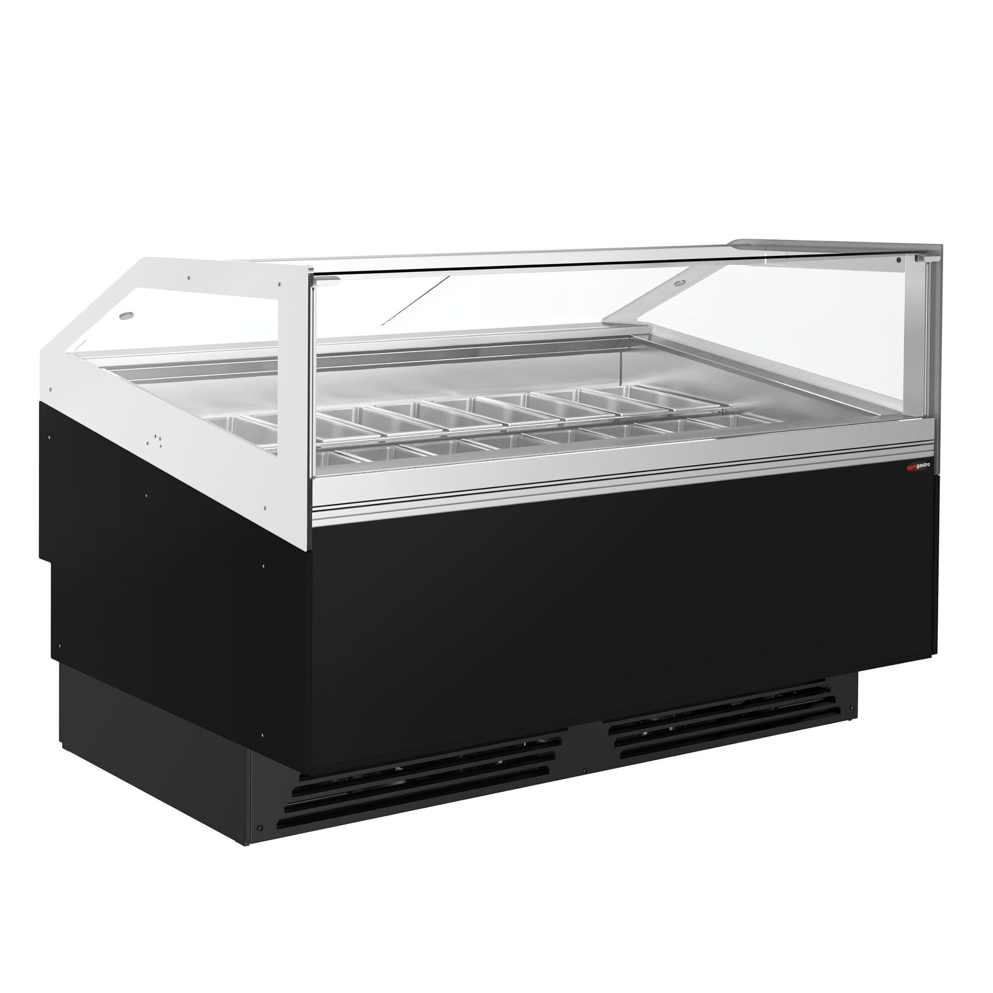 Vitrine à glace ADAM – 1700 mm – refroidissement ventilé – pour 18 bacs à glace de 5 litres ou 12 bacs de 7 litres – Noir