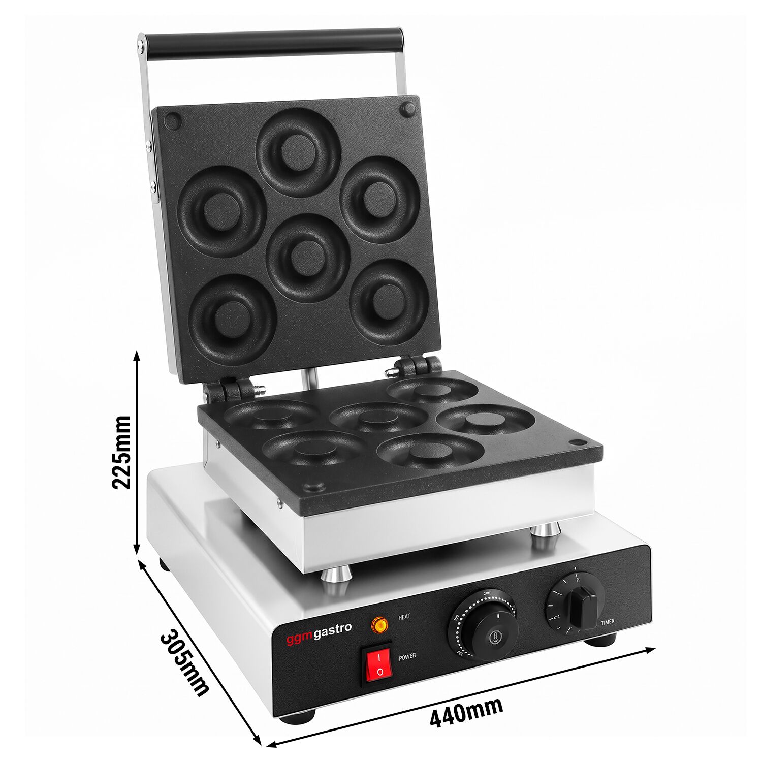 Waffle iron - Single - Manual - 1,75 kW - Shape: Donut - Teflon-coated baking plates