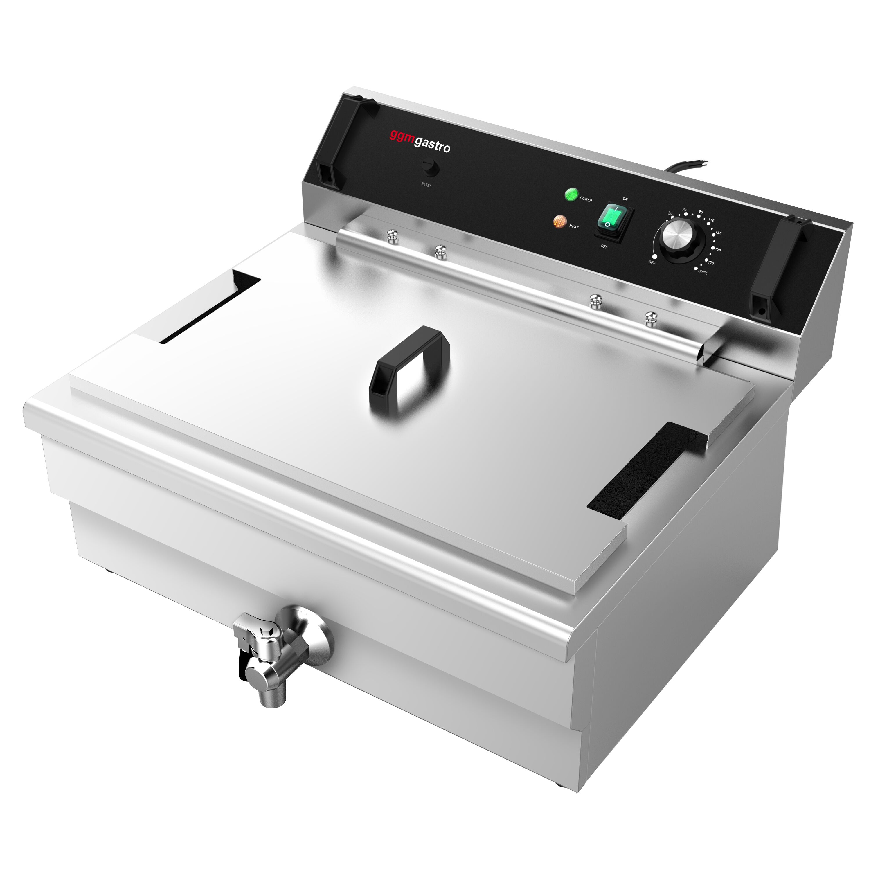 Friteuse à beignets électrique professionnelle - 30L - 5kW - Manuel - avec robinet de vidange