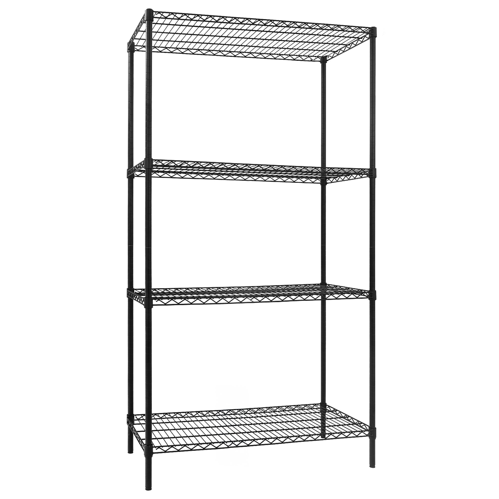 Étagère en acier - 900 x 450 mm - 4 étagères - Noir