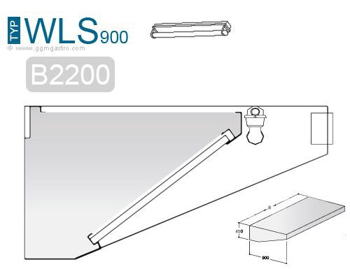 Hotte murale – 2200 mm – avec filtre et éclairage