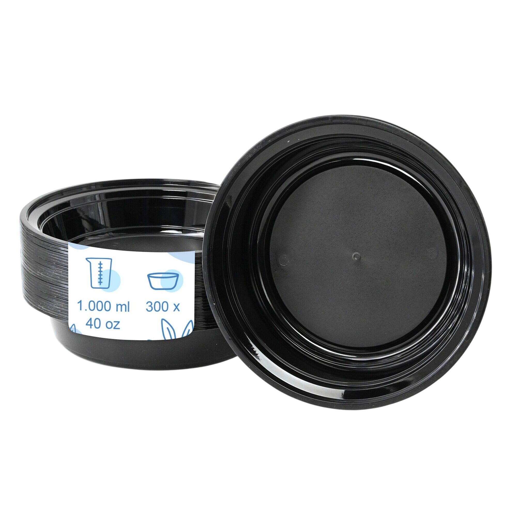 (300 pcs) Barquette réutilisable - 1000ml - Ronde - Noir