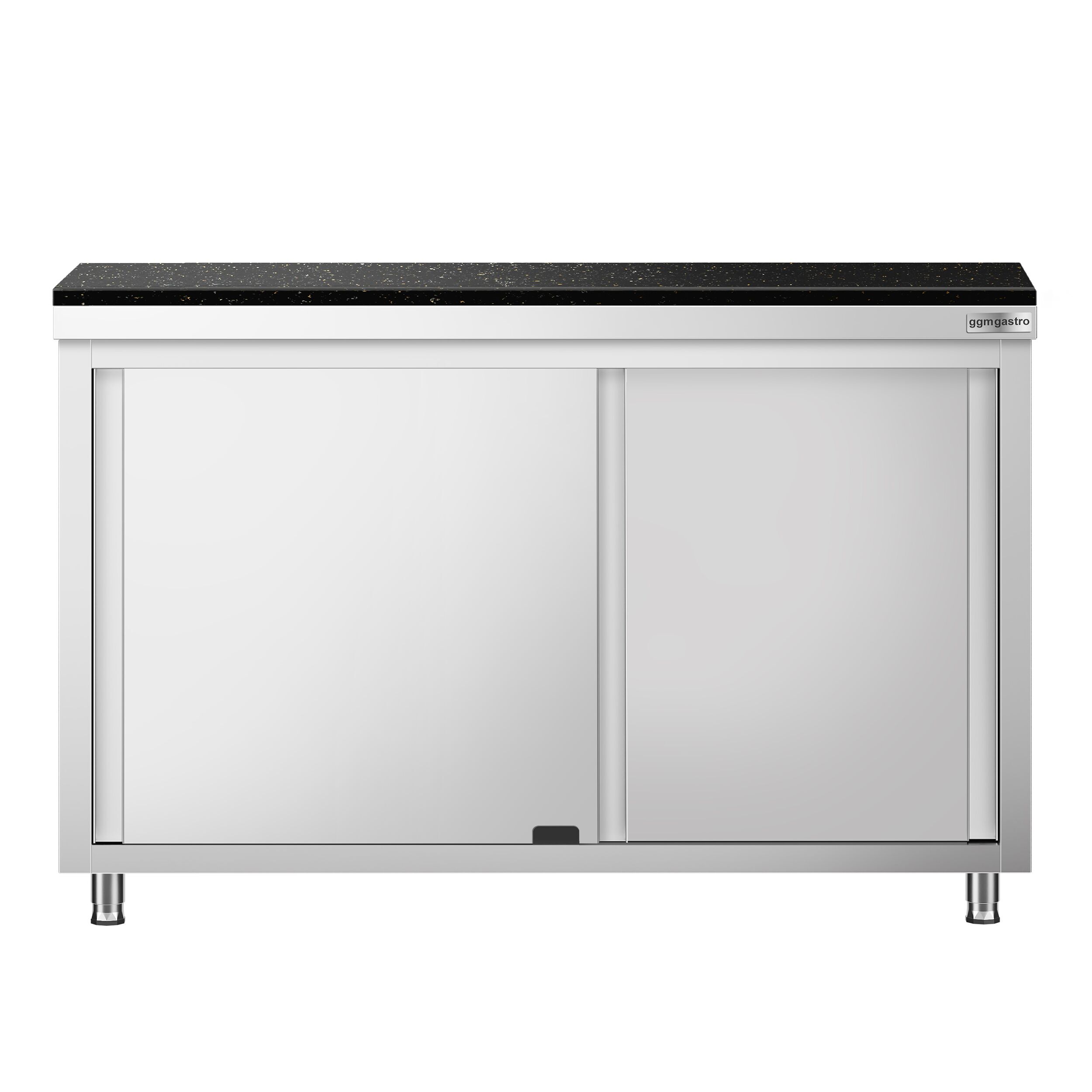 Edelstahl Arbeitsschrank PREMIUM - 1400x700mm - mit Durchreiche - inkl. Granitarbeitsplatte
