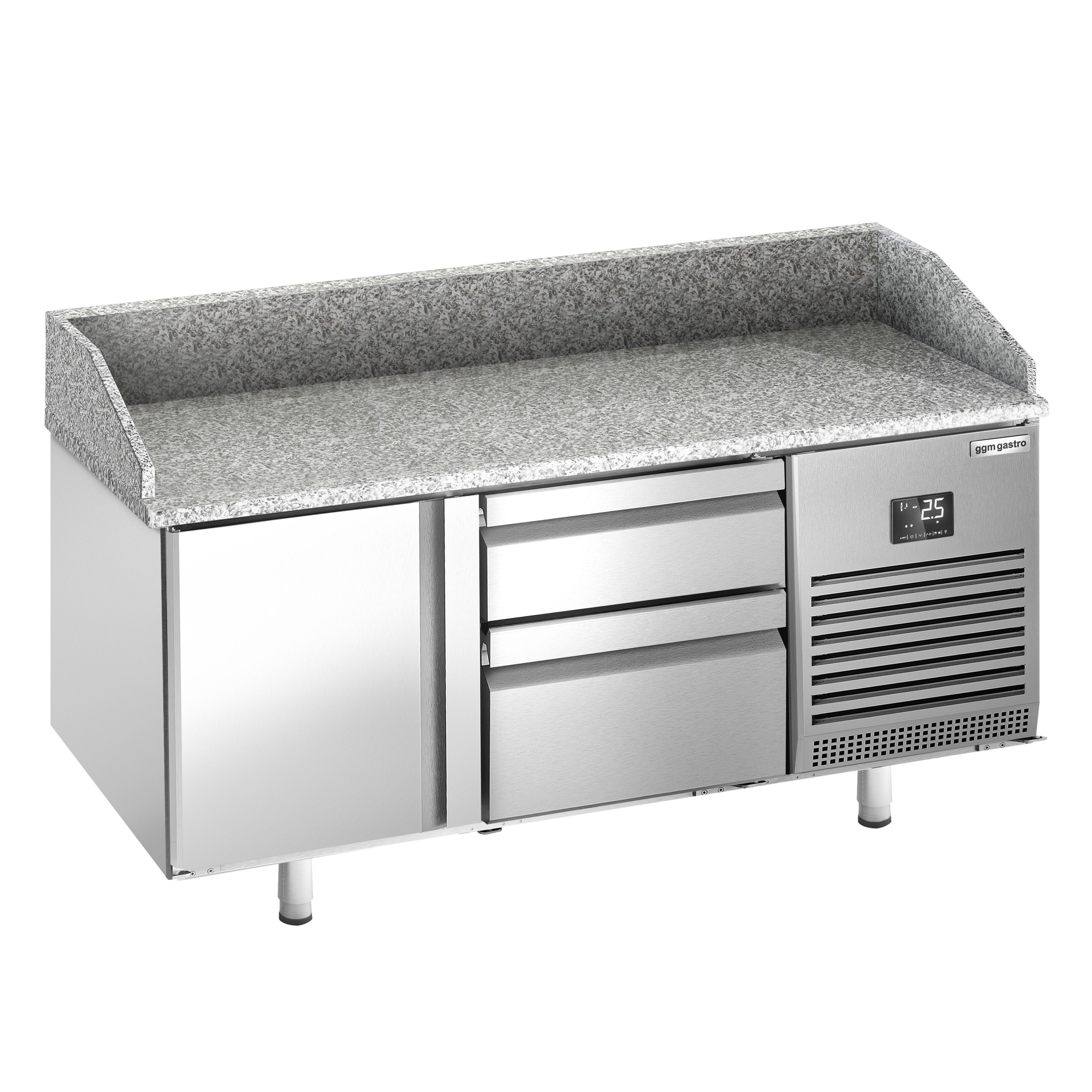 Table réfrigérée à pizza Premium PLUS - 1490 x 700 mm - avec 1 porte et 2 tiroirs