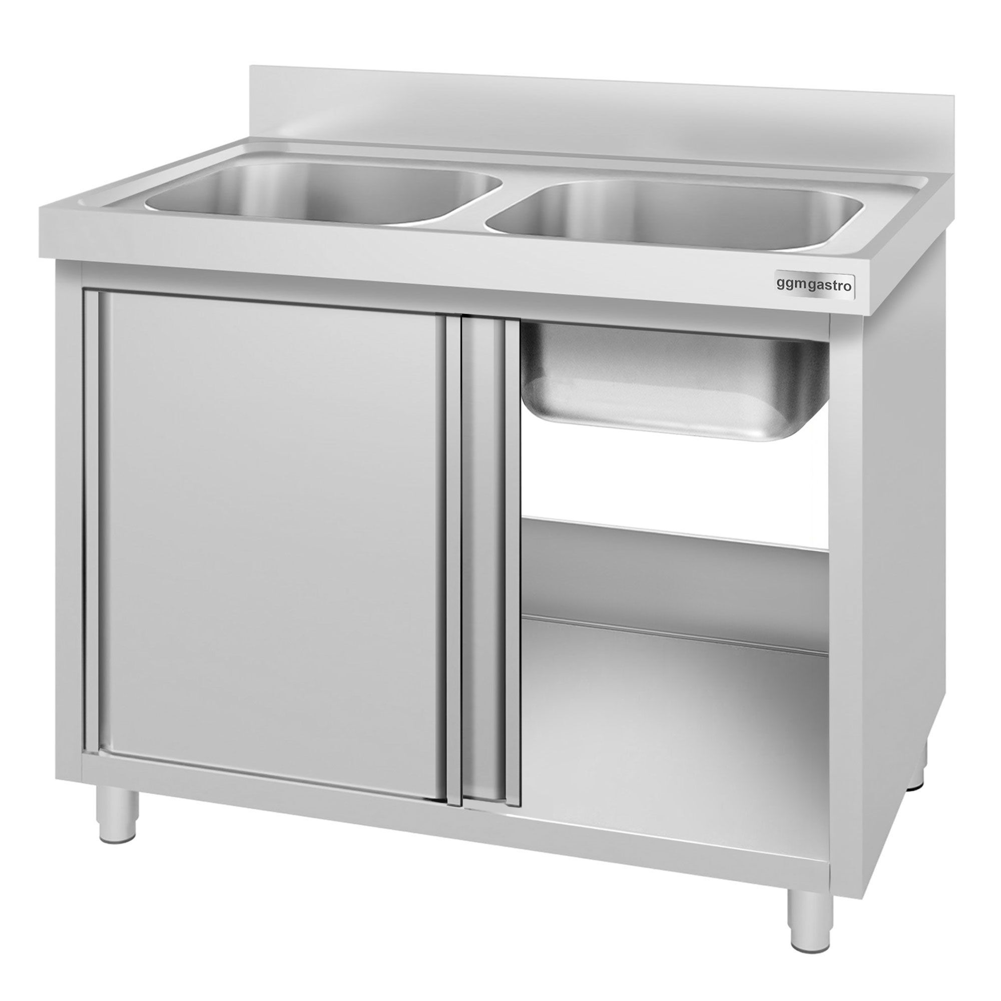 Meuble évier ECO - 1400 x 600 mm - avec 2 bacs au centre