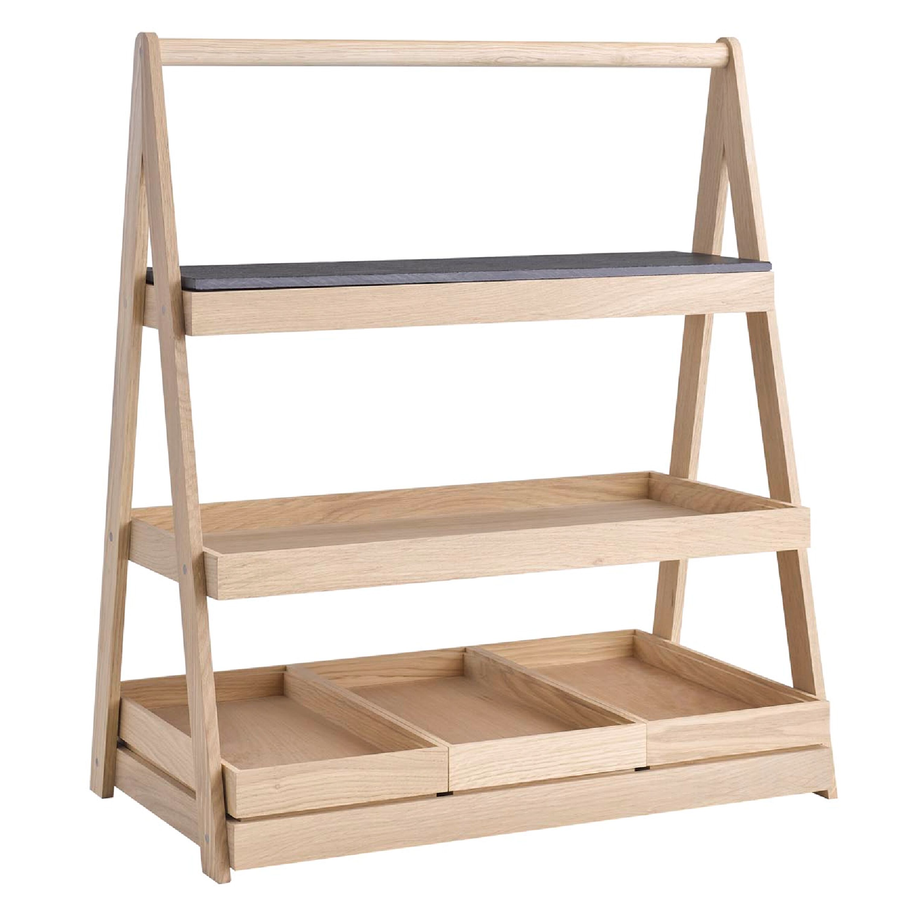 Présentoir buffet - VALO - 3 niveaux - rectangulaire - Bois de chêne - Brun - Hauteur:640mm - compatible avec GN 1/1 & GN 2/4