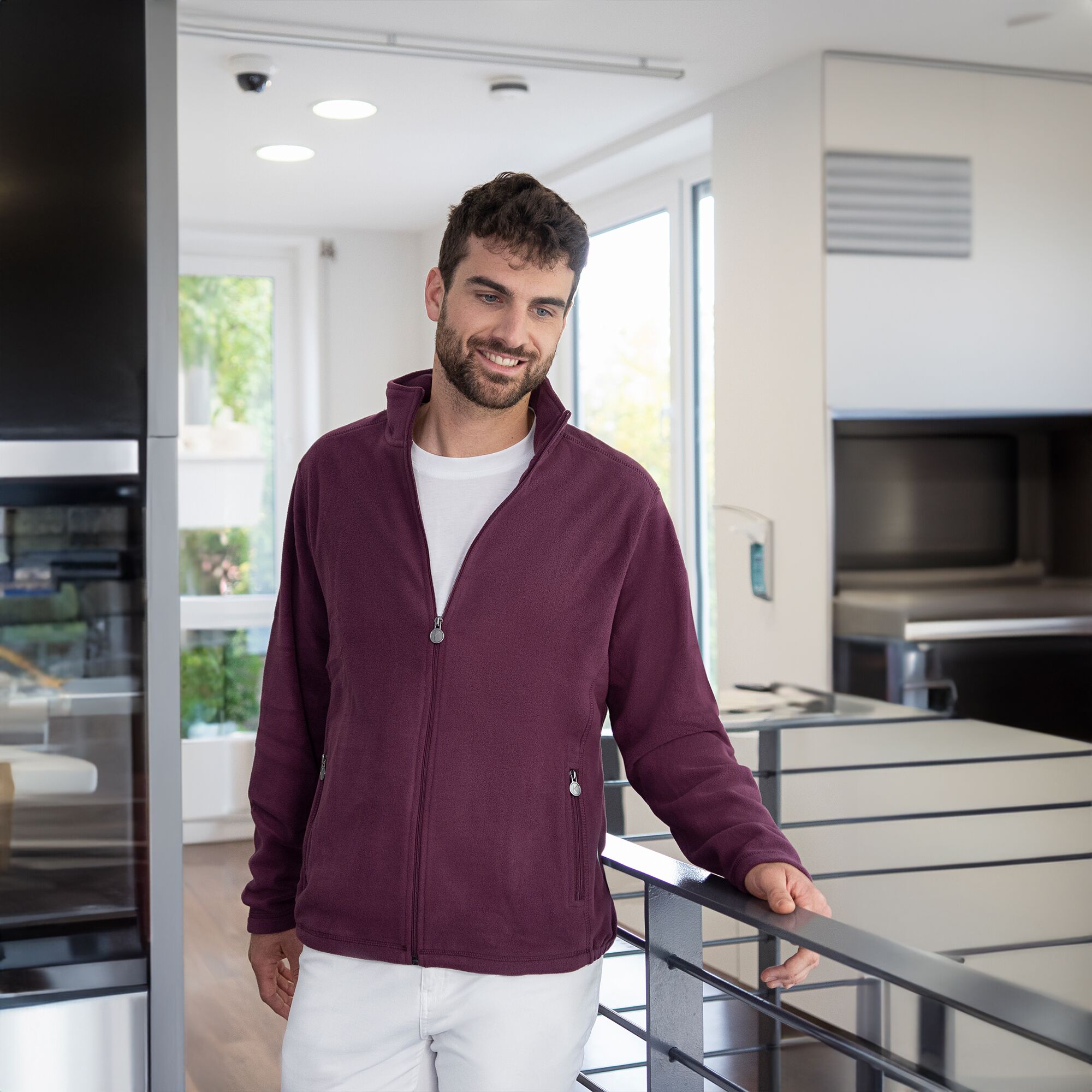 KARLOWSKY | Men's Work Fleece Jacket – Aubergine - L - Recycled Polyester - 60°C Washable