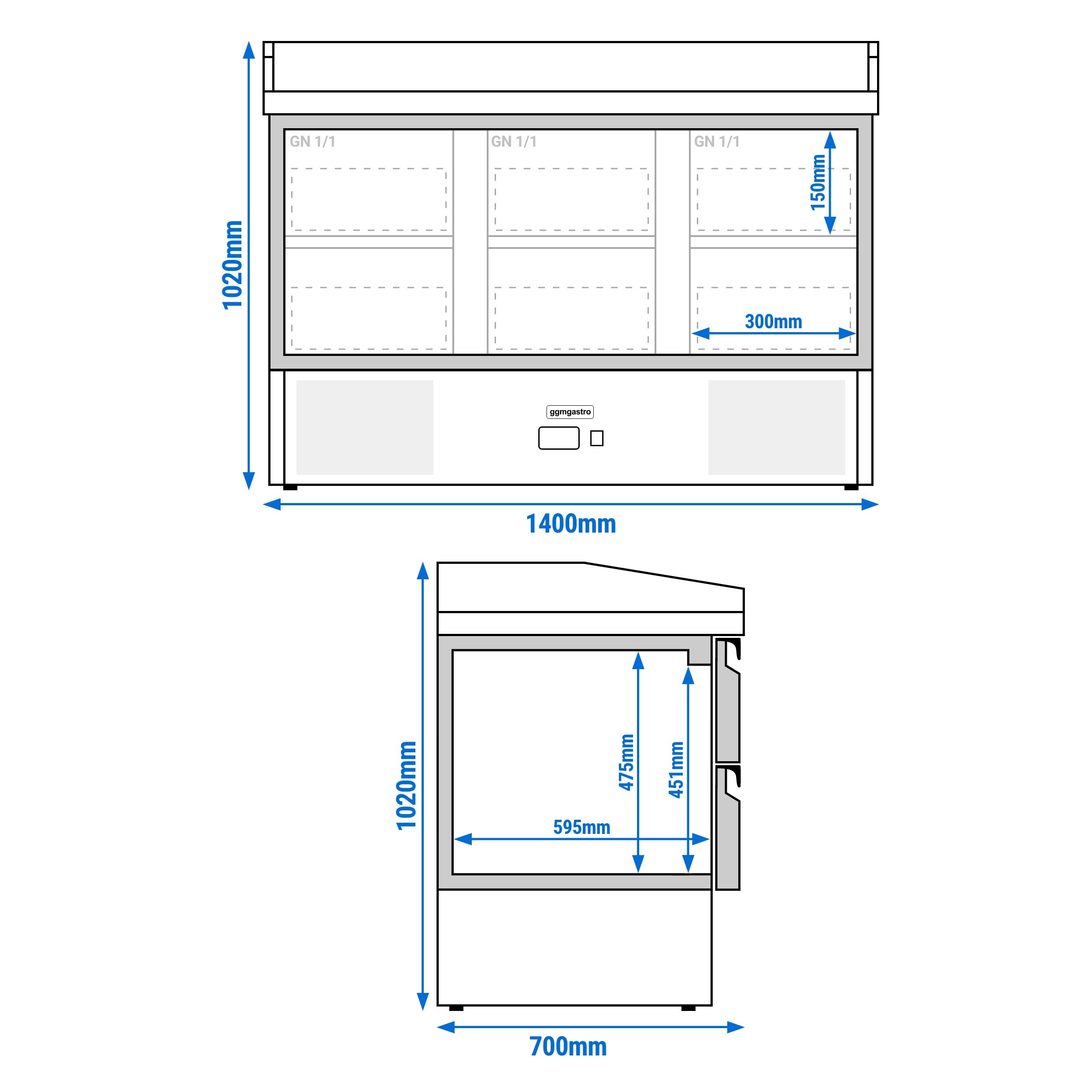Commercial Pizza Prep Counter - Granite Top ECO - 1400x700mm - with 0 doors & 6 drawers