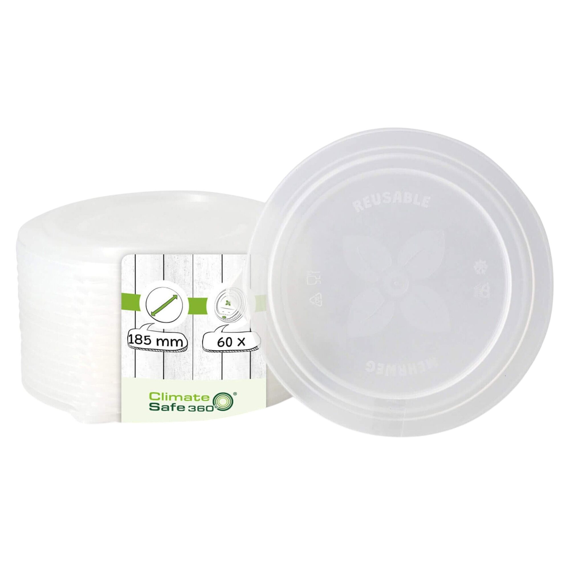 (264 pcs) Couvercle réutilisable - Transparent - compatible avec couvercles Ø185mm