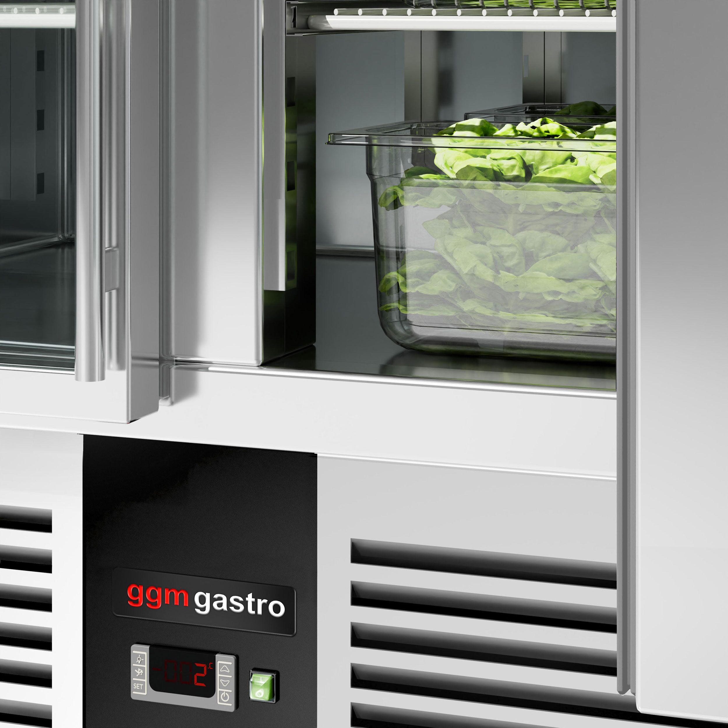 Commercial Pizza Prep Counter - Granite Top PREMIUM - 1400x700mm - with 3 glass doors - incl. refrigerated topping unit - 6x GN 1/4