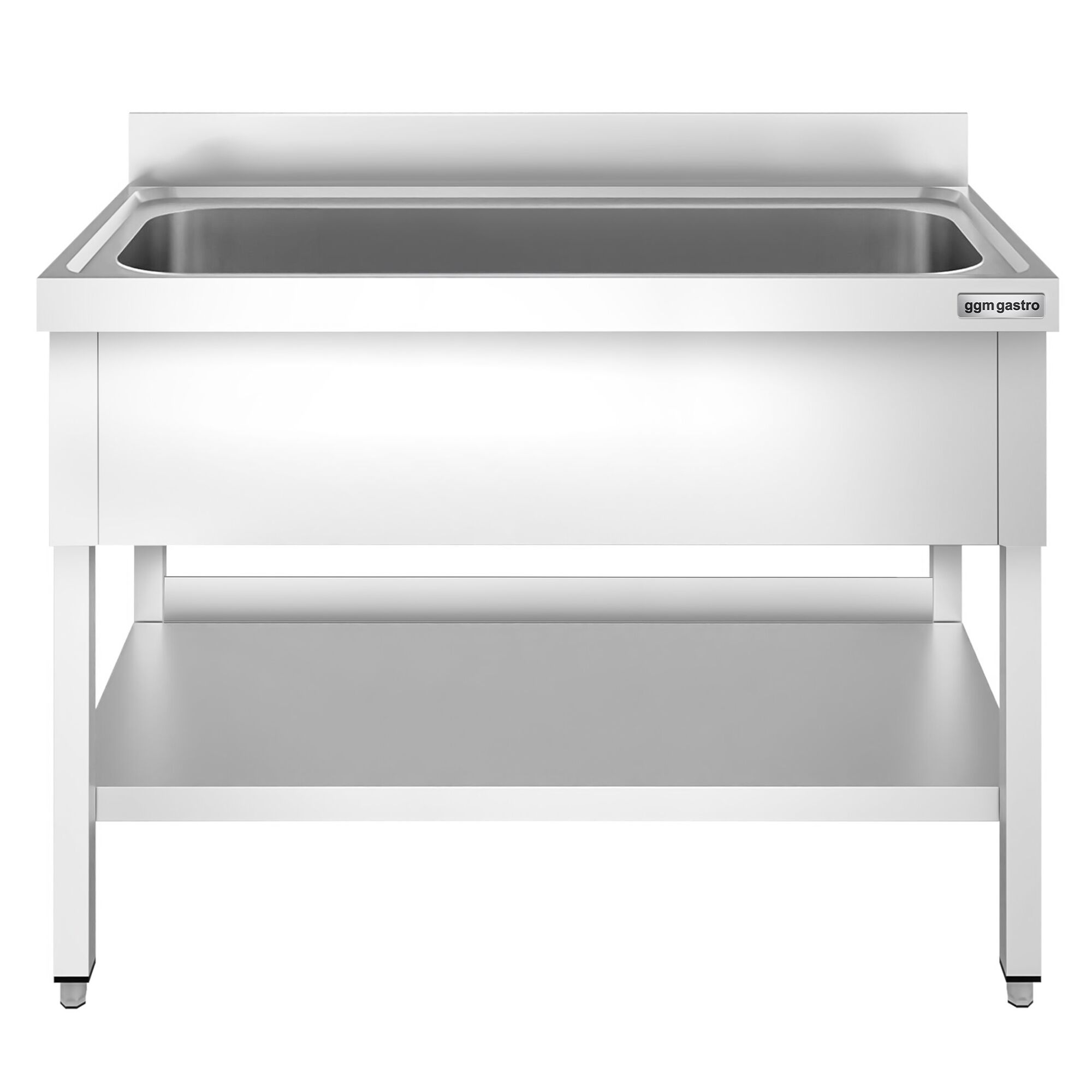 Plonge à marmites en inox PREMIUM - 1400x700mm - avec étagère basse & 1 bac