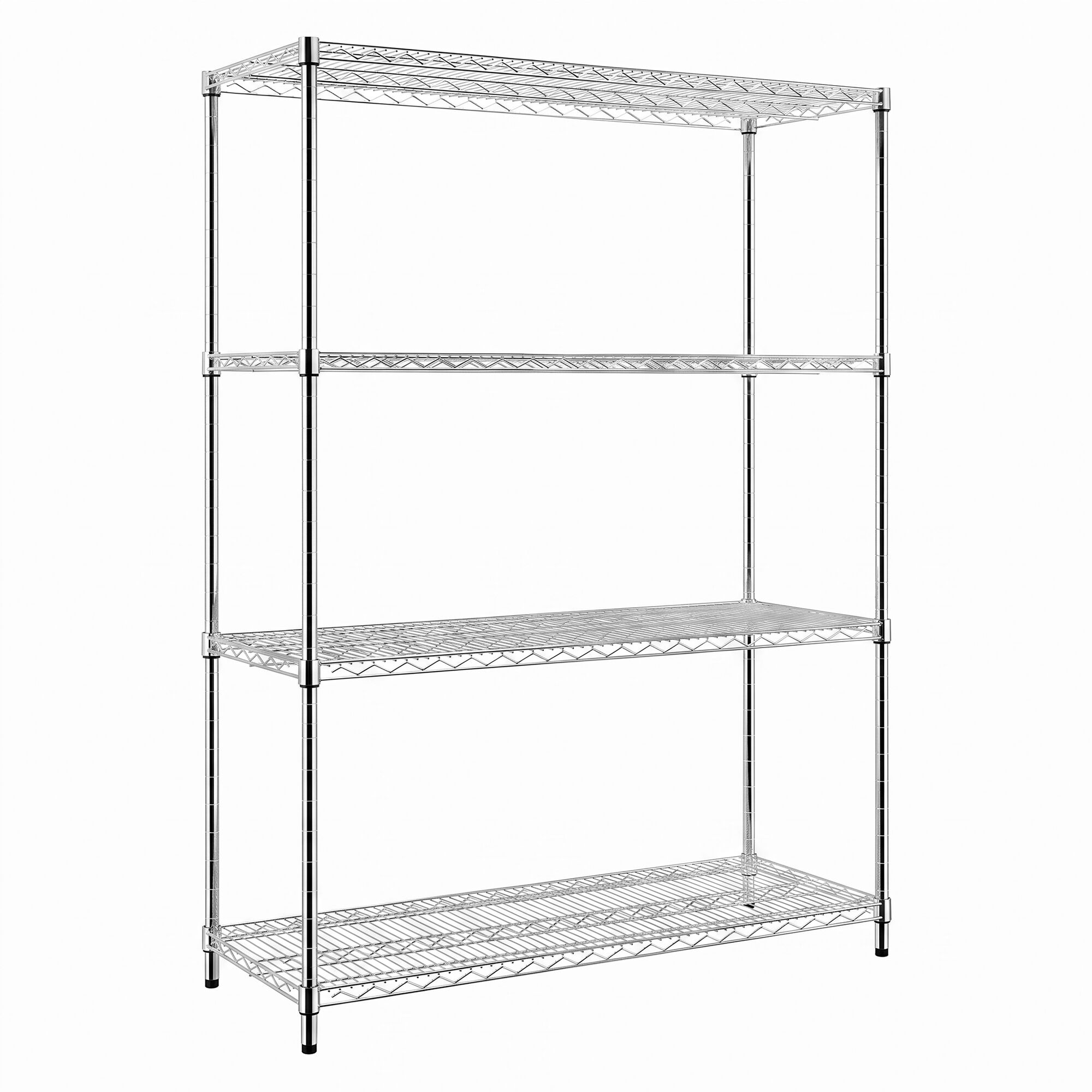 Stalen rek - 1500 x 450 mm - 4 legplanken - chroom