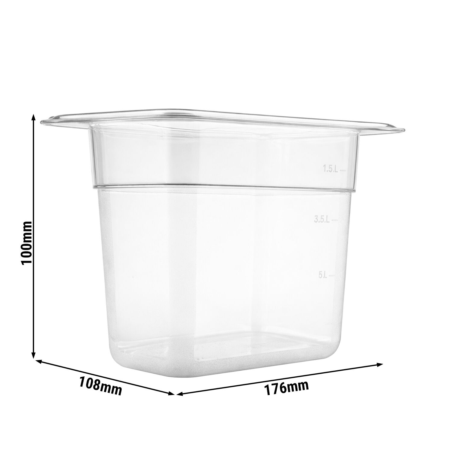 (6 pièces) Bac en Polycarbonate GN 1/9 - Transparent - Hauteur : 100 mm