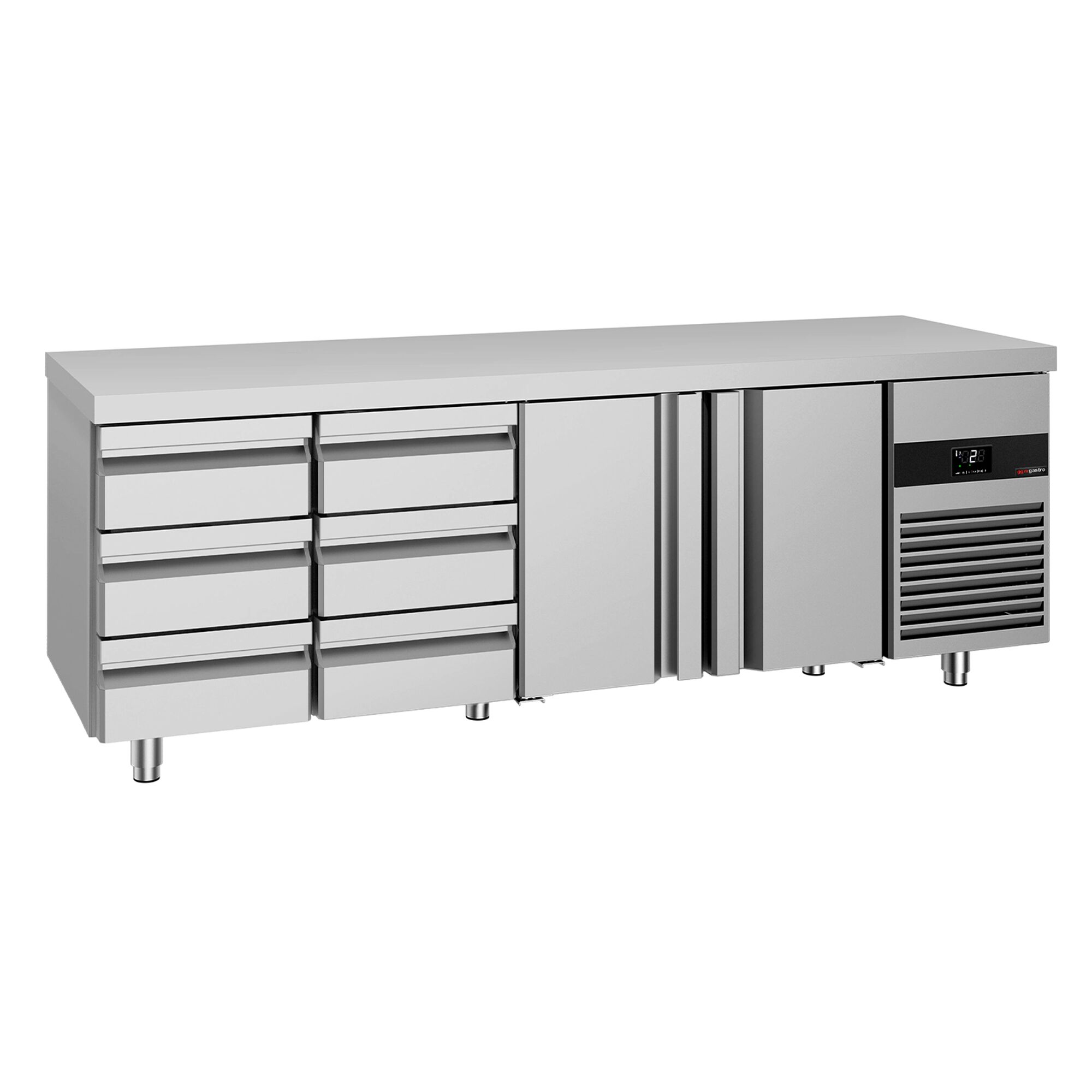 Table réfrigérée PREMIUM - 2330 x 700 mm - avec 2 portes - 6 tiroirs