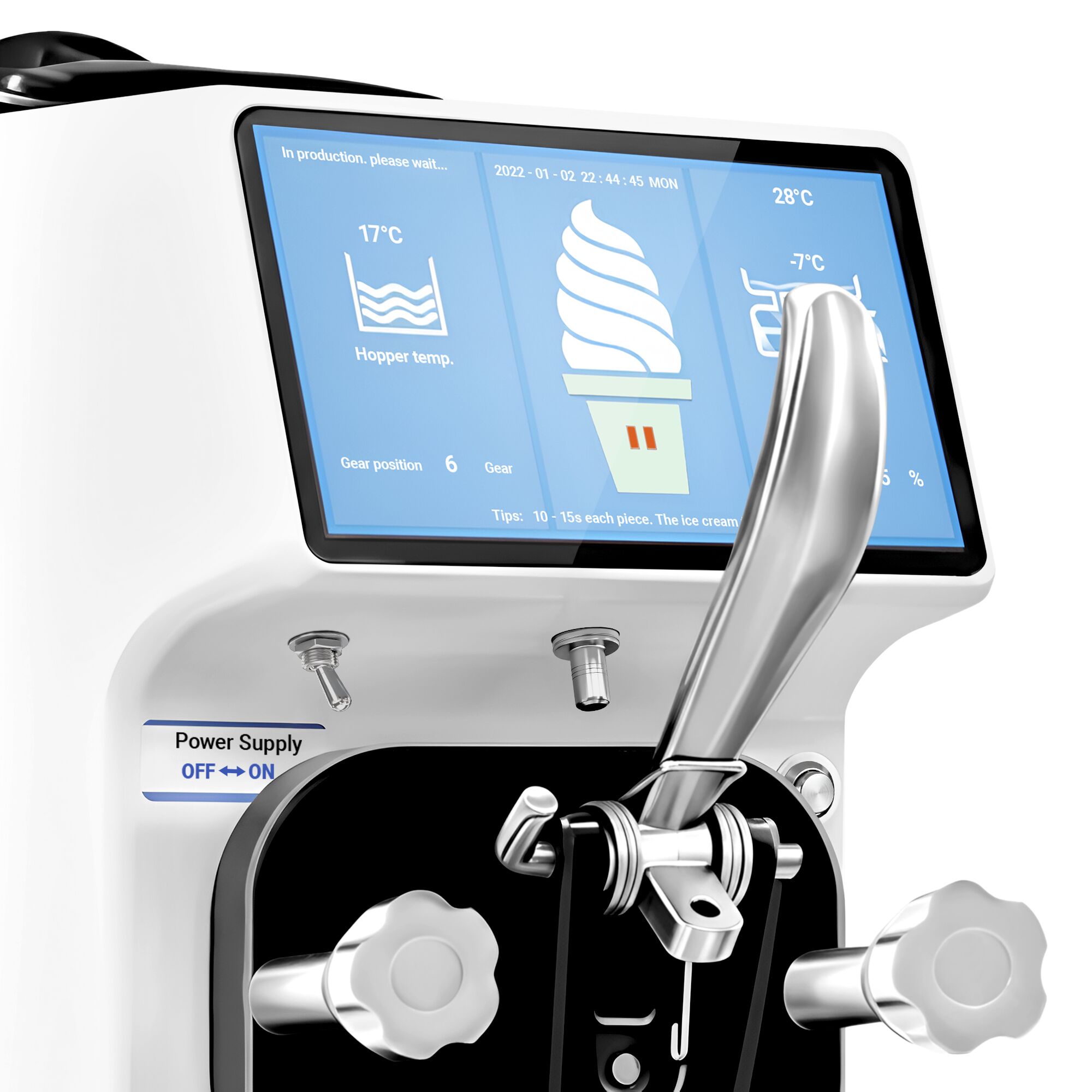 Machine à glace à l’italienne - 16L/h - 1,15kW - Écran tactile - À poser