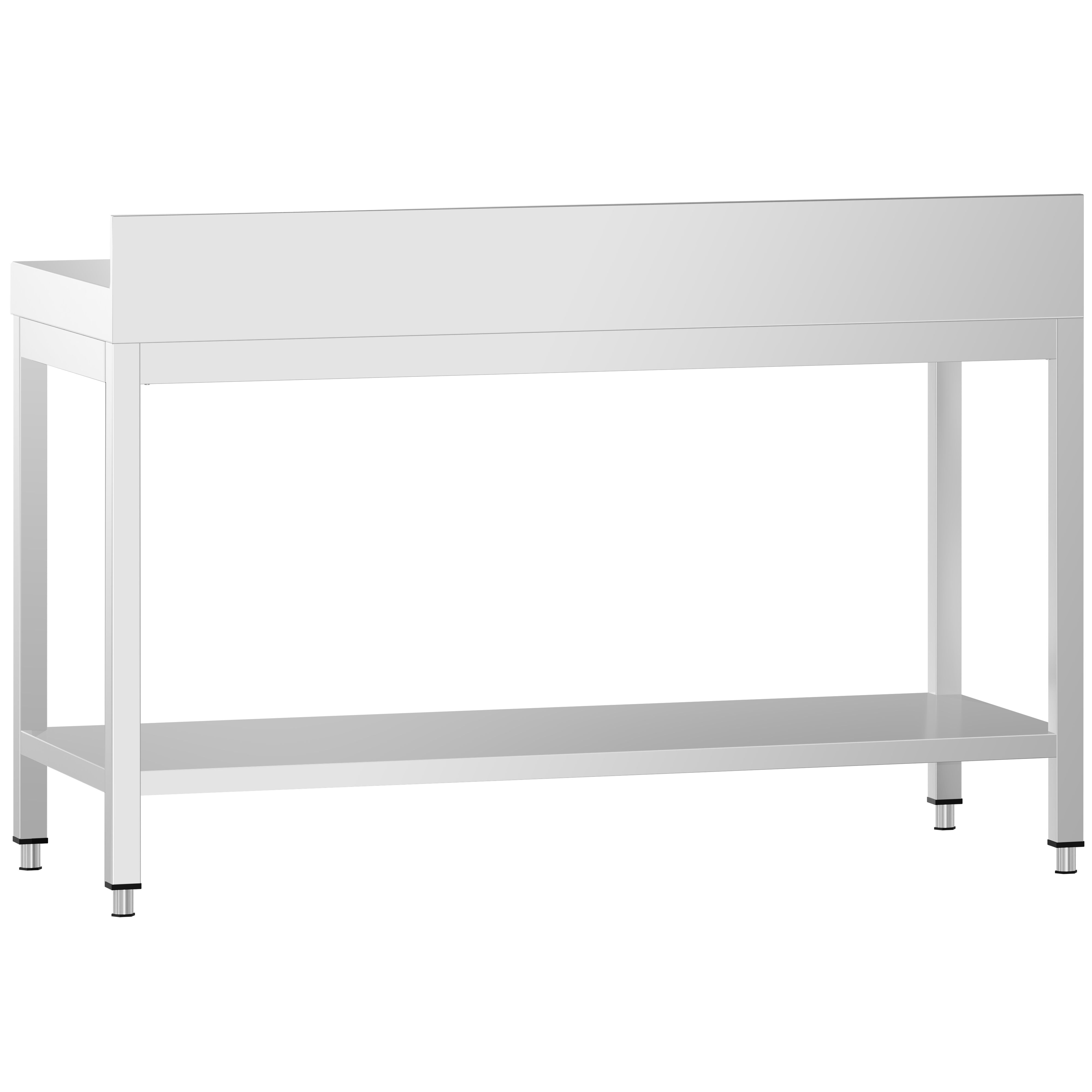 Table de travail inox PREMIUM - 1400 x 600 mm - avec tablette inférieure & Dosseret
